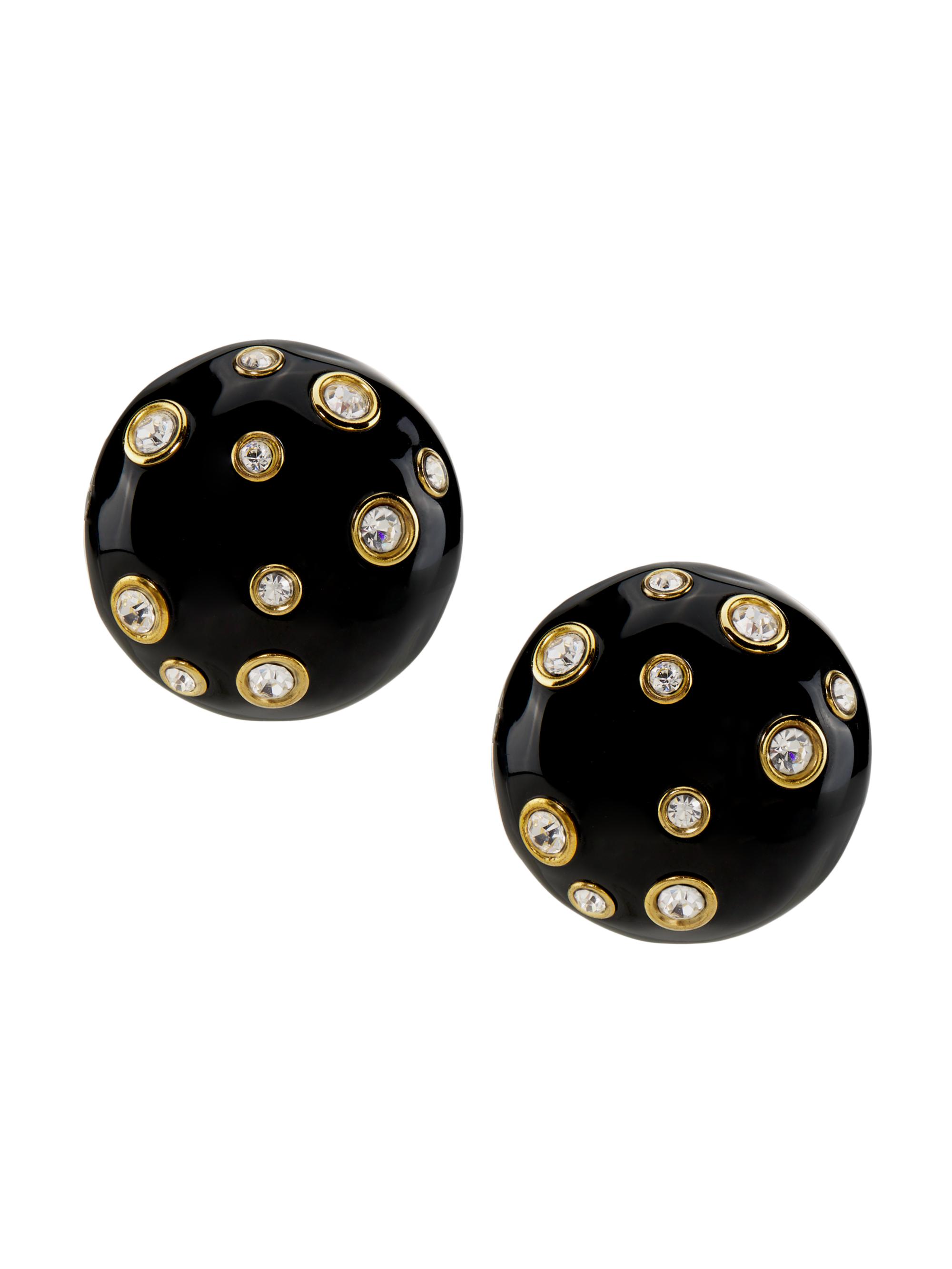 Kenneth Jay Lane Women's Goldtone, Resin & Glass Crystal Domed Clip-On Earrings - Black Crystal