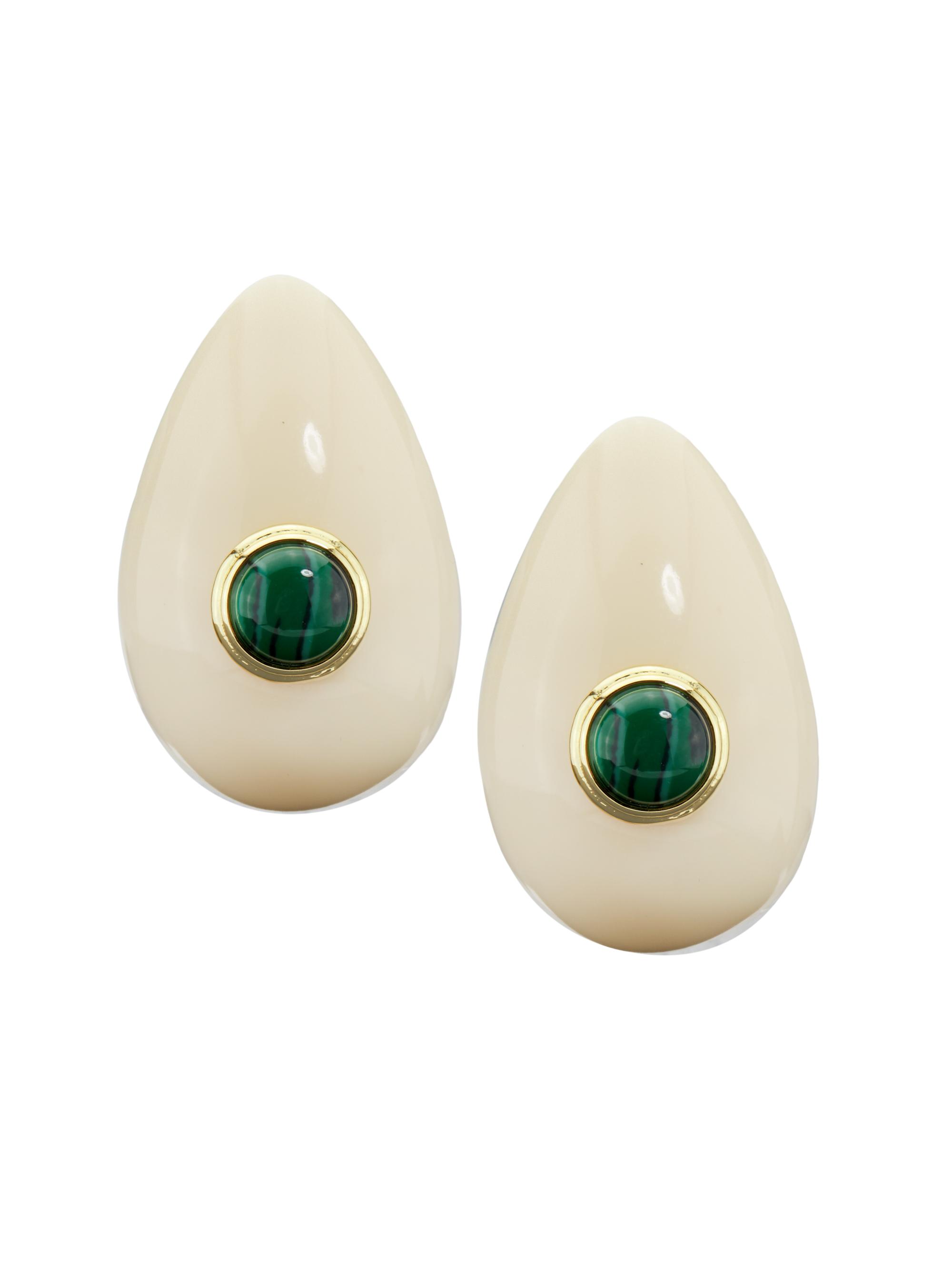 Kenneth Jay Lane Women's 18K-Gold-Plated & Mixed-Media Teardrop Earrings -  Malachite
