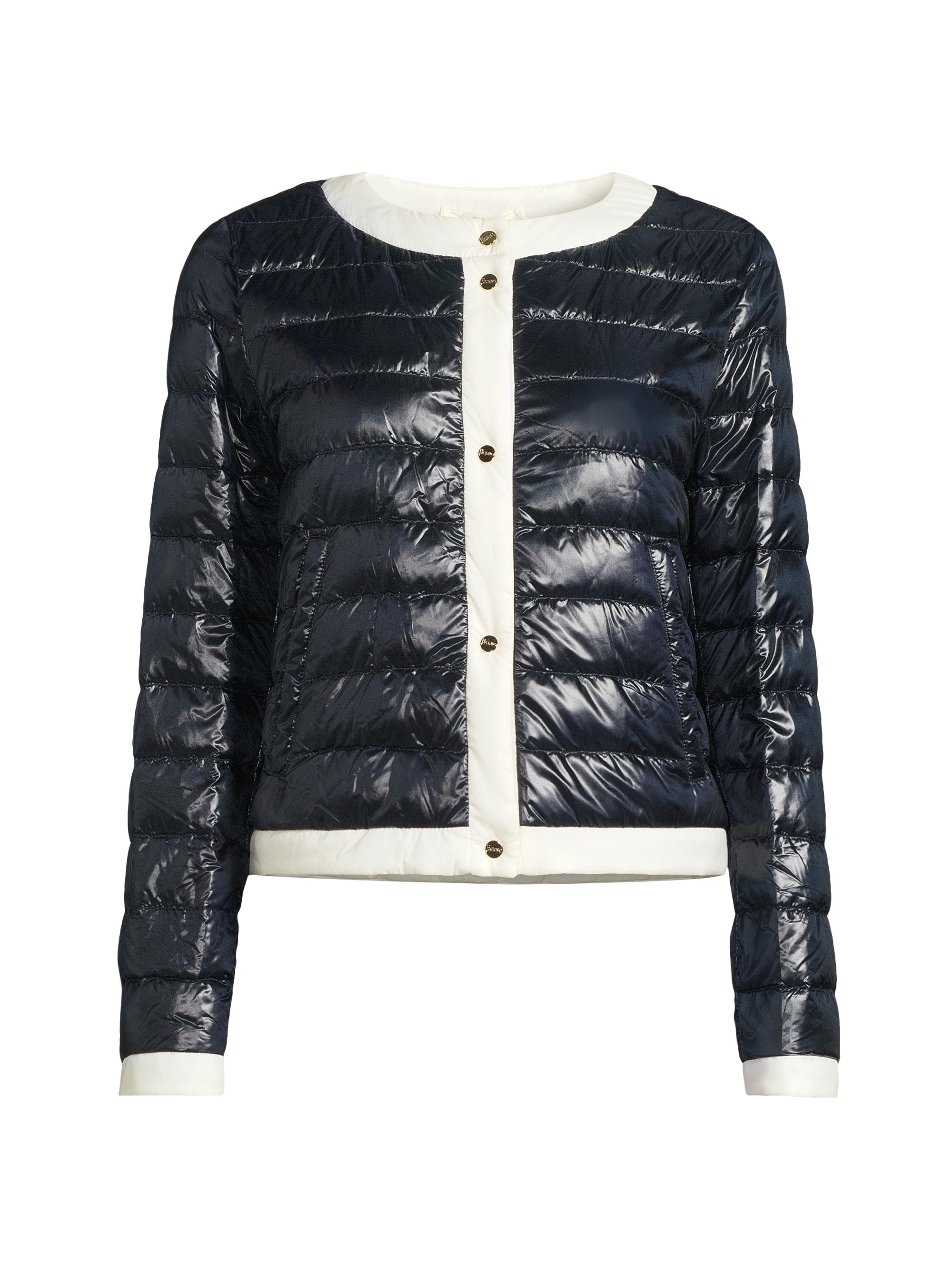Herno Women's Shiny Contrast Zip Jacket - Navy White