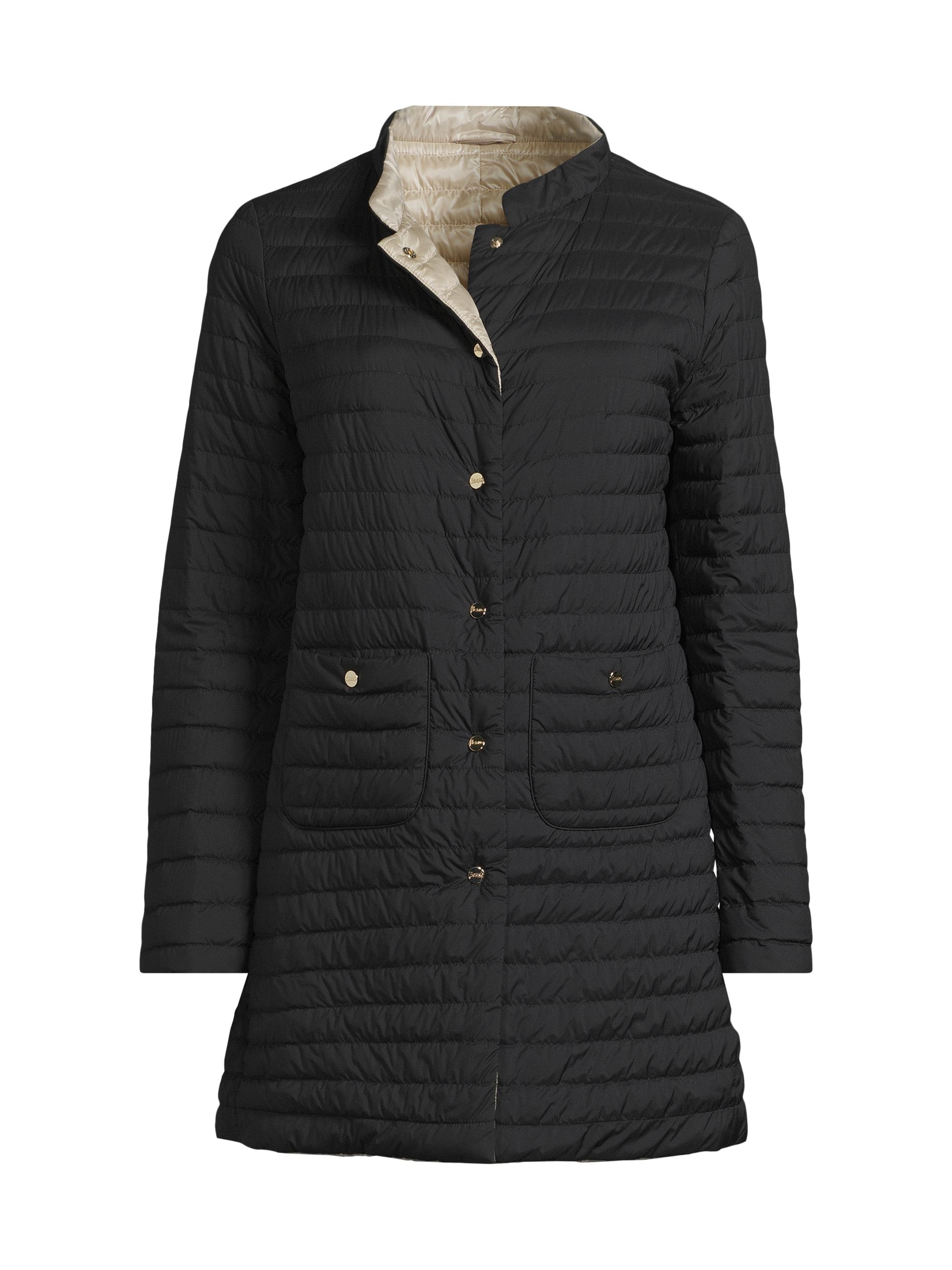 Herno Women's Matte Reversible Quilted Coat - Black Champagne