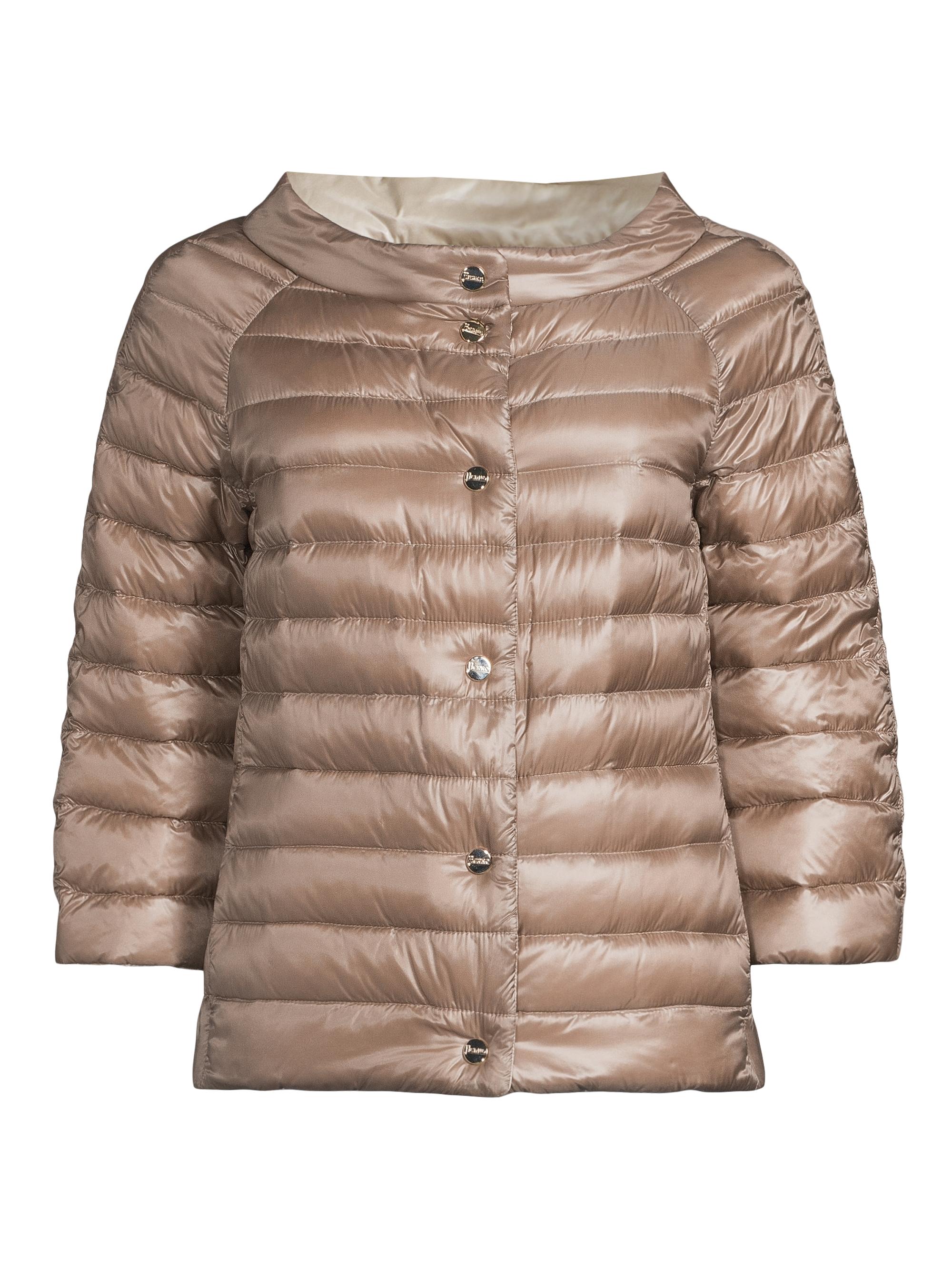 Herno Women's Ultralight Reversible Quilted Nylon Puffer Jacket - Taupe Champagne
