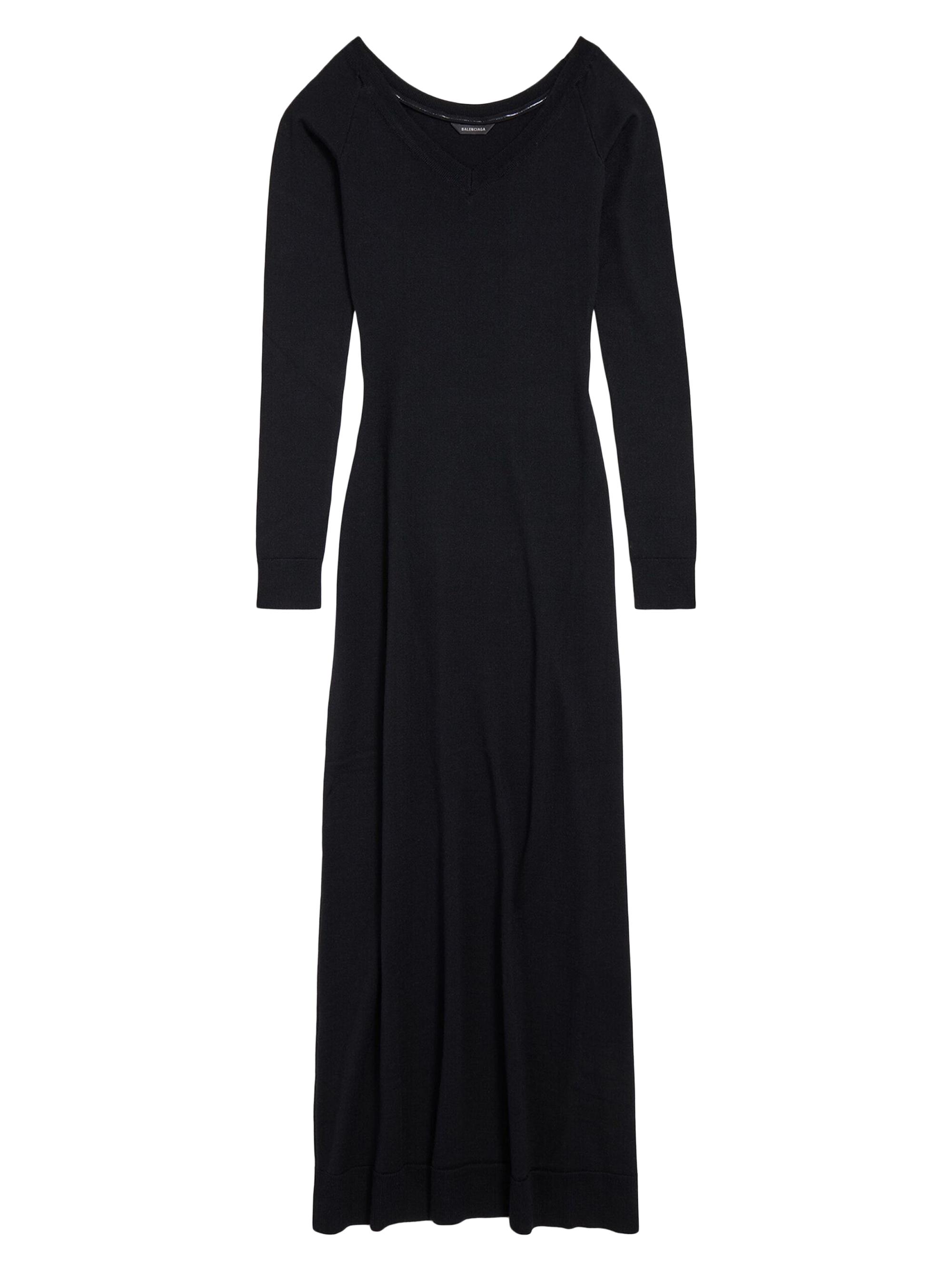 Balenciaga Women's Off-the-Shoulder V-Neck Dress - Black