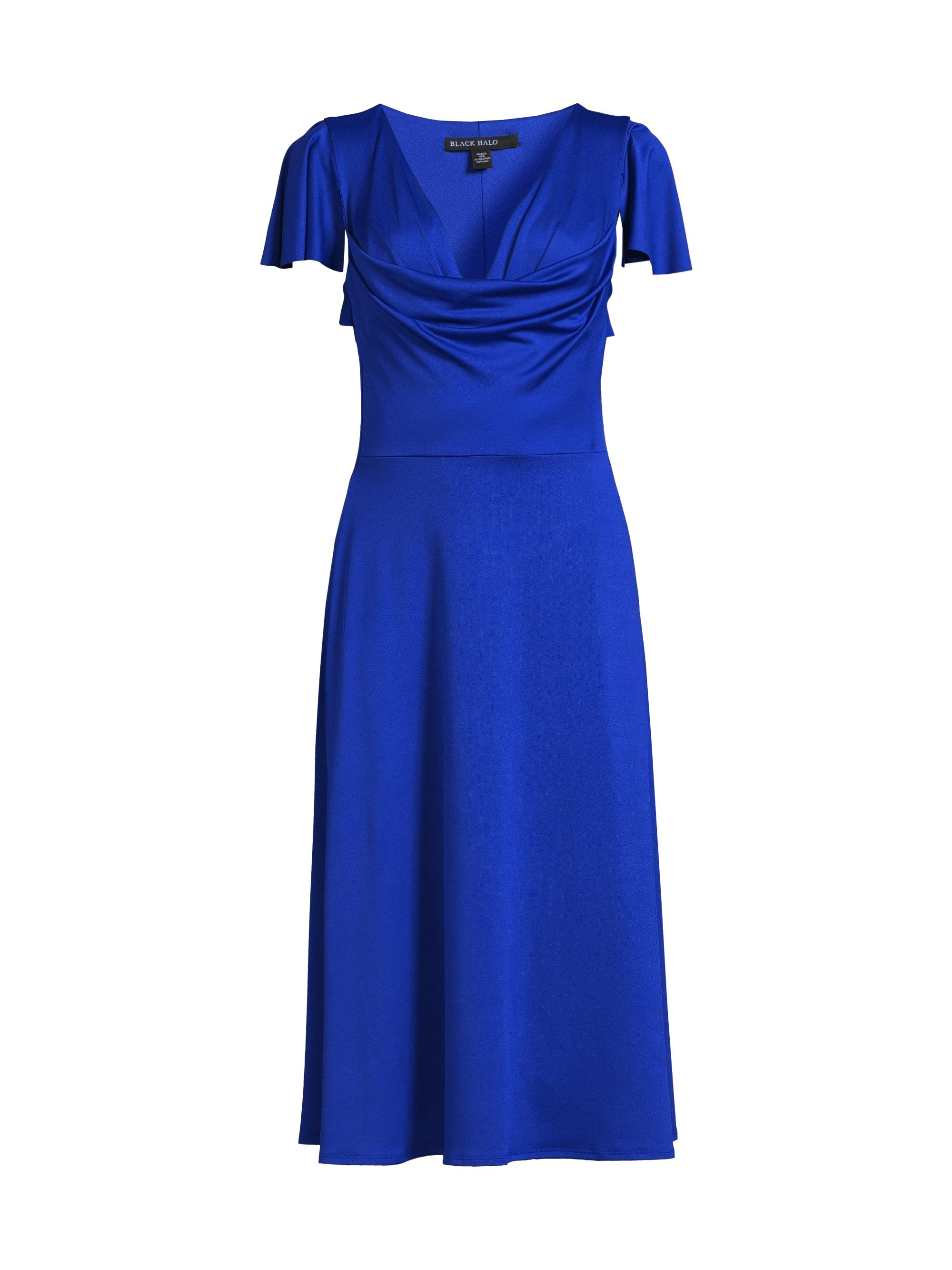 Black Halo Women's Anabela Satin Midi-Dress - Vibrant Blue