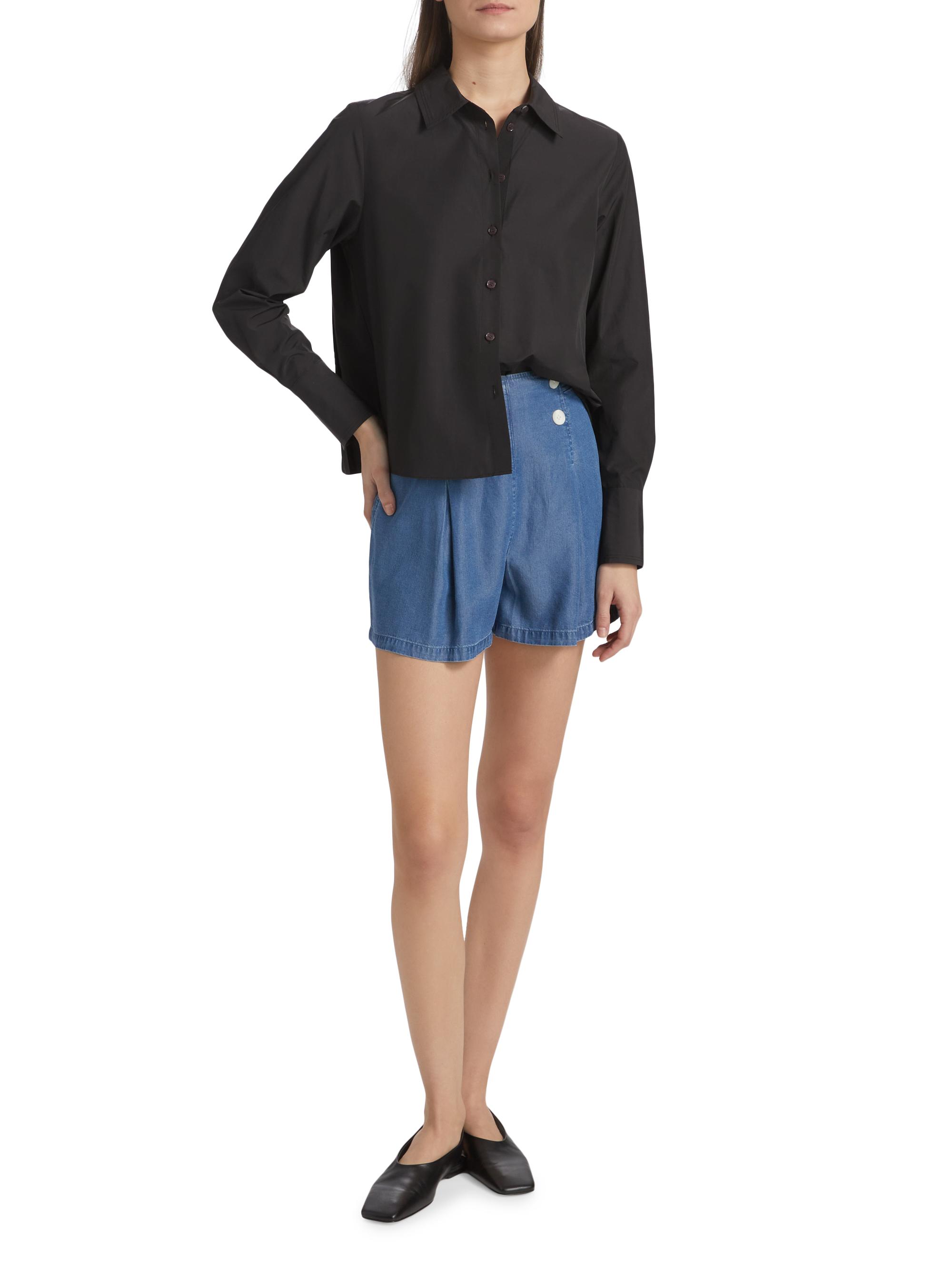 Derek Lam 10 Crosby Women's Cotton-Blend Button-Front Top - Black | Thumbnail 2