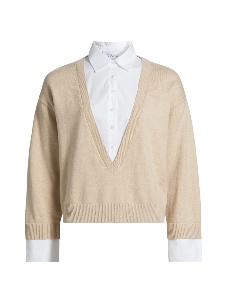Derek Lam 10 Crosby Rida Mixed Media Sweater | Saks Fifth Avenue