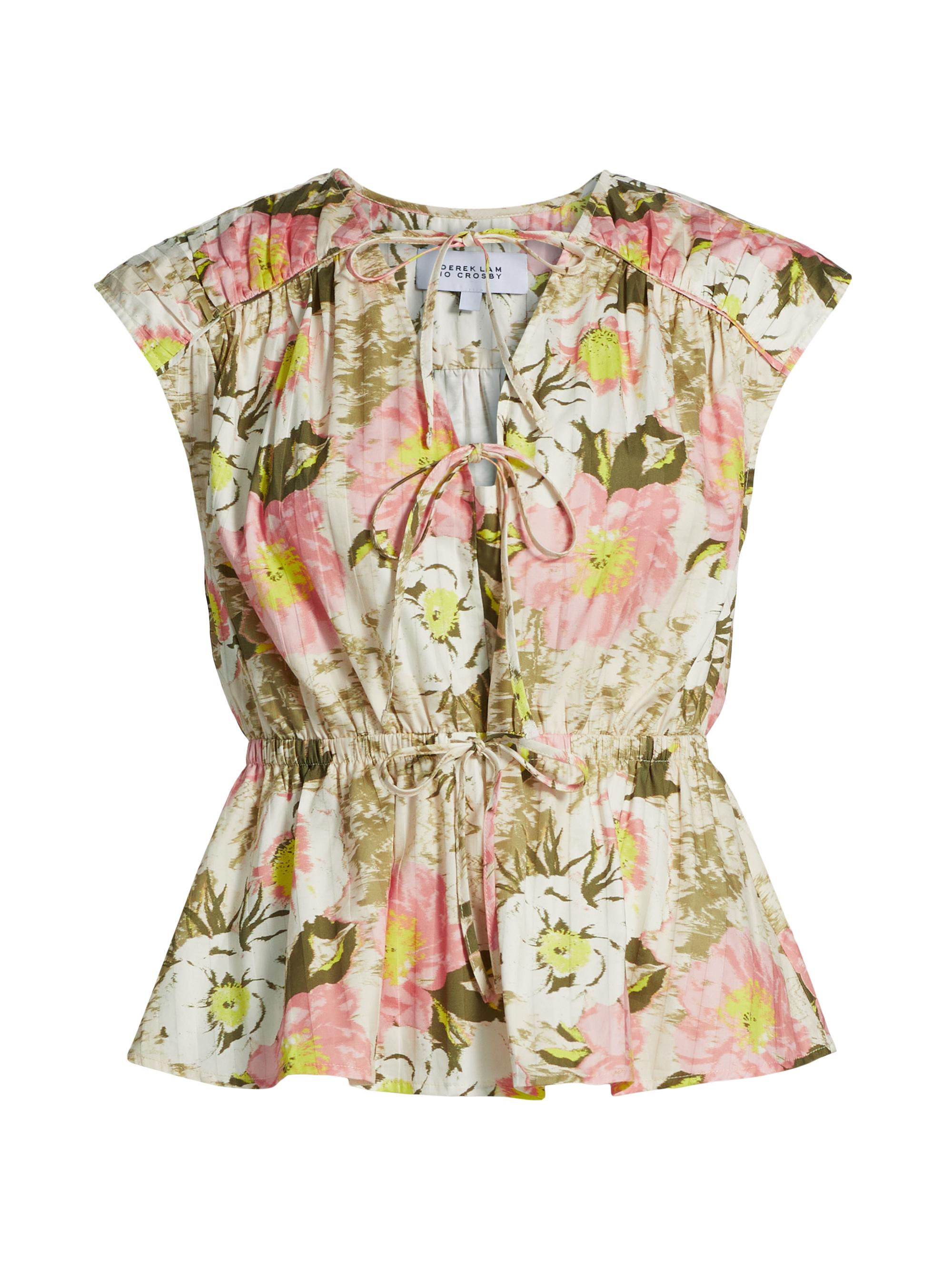 Derek Lam 10 Crosby Women's Caroline Double Tie Top - Safari Multi