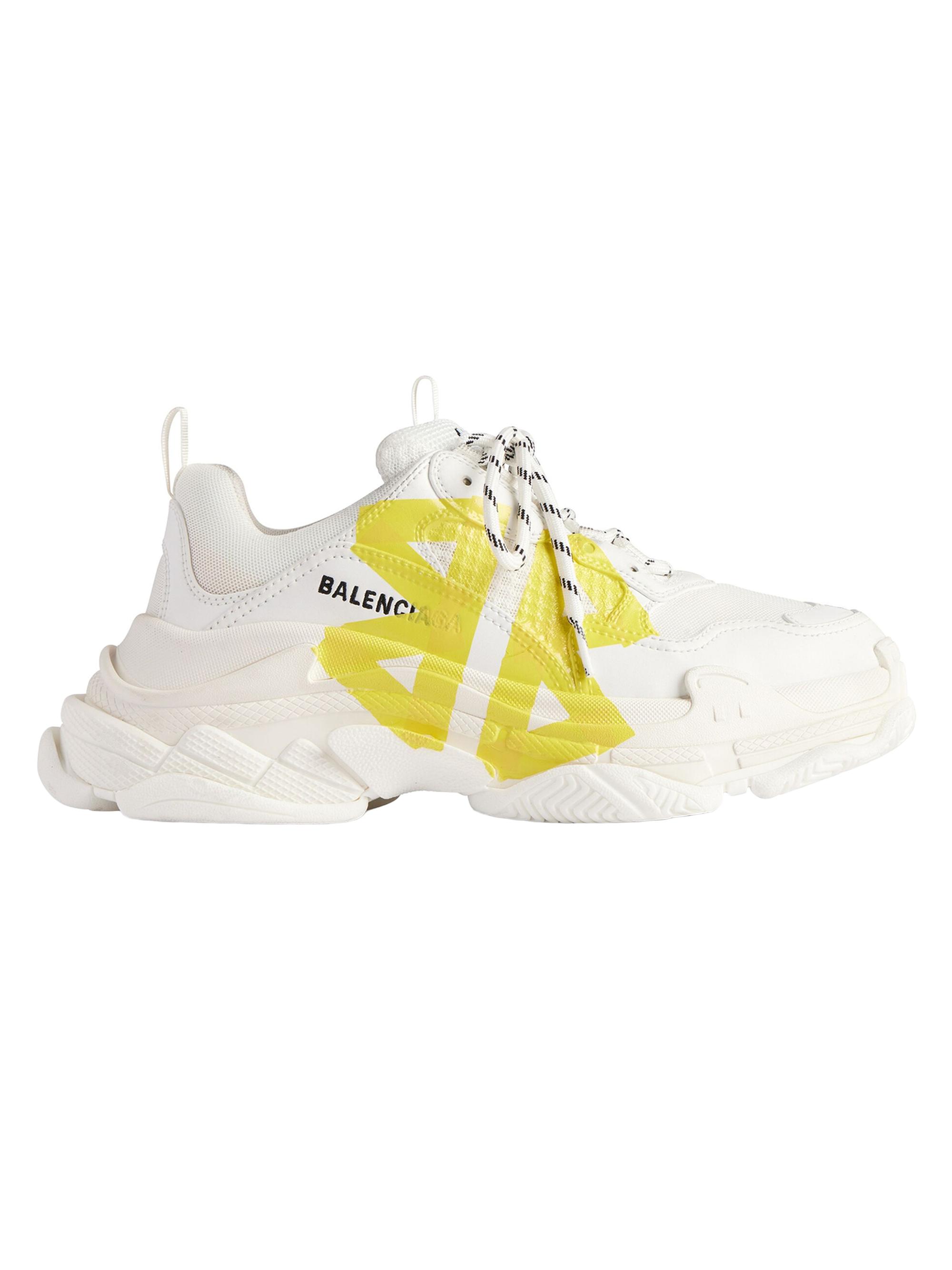 Balenciaga Women's Triple S Tape Type Sneakers - White Yellow