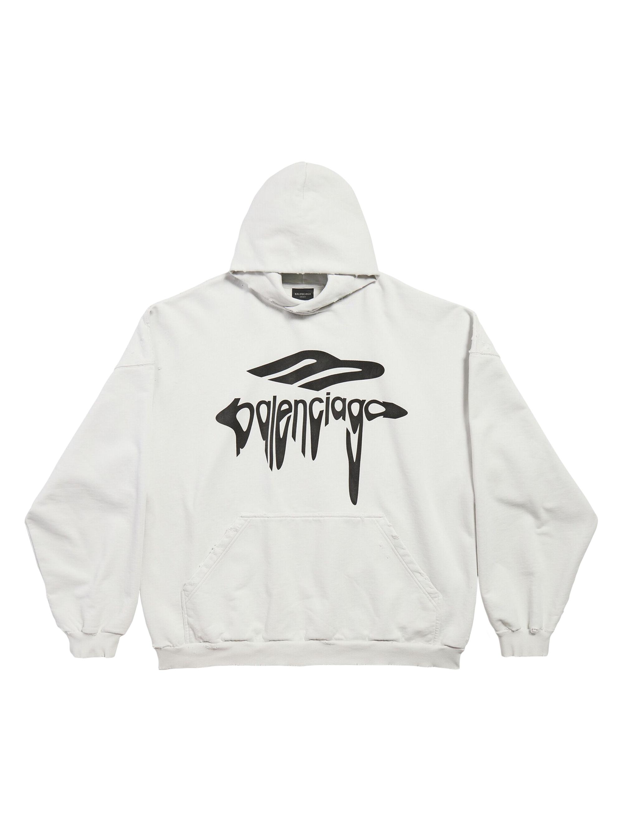 Balenciaga Men's 3B Liquified Hoodie Large Fit - White Black