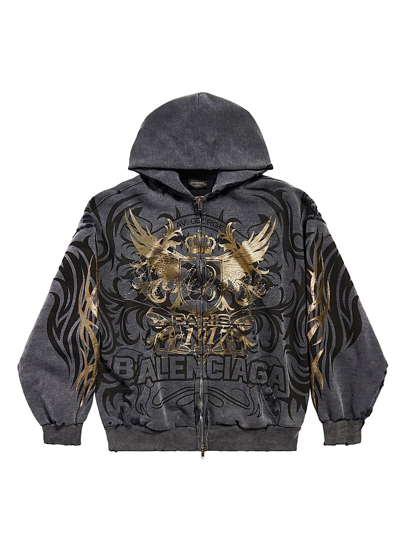 Shop Balenciaga Tacky Gold Zip-Up Hoodie Regular Fit | Saks Shop Balenciaga Tacky Gold Zip-Up Hoodie Regular Fit | Saks