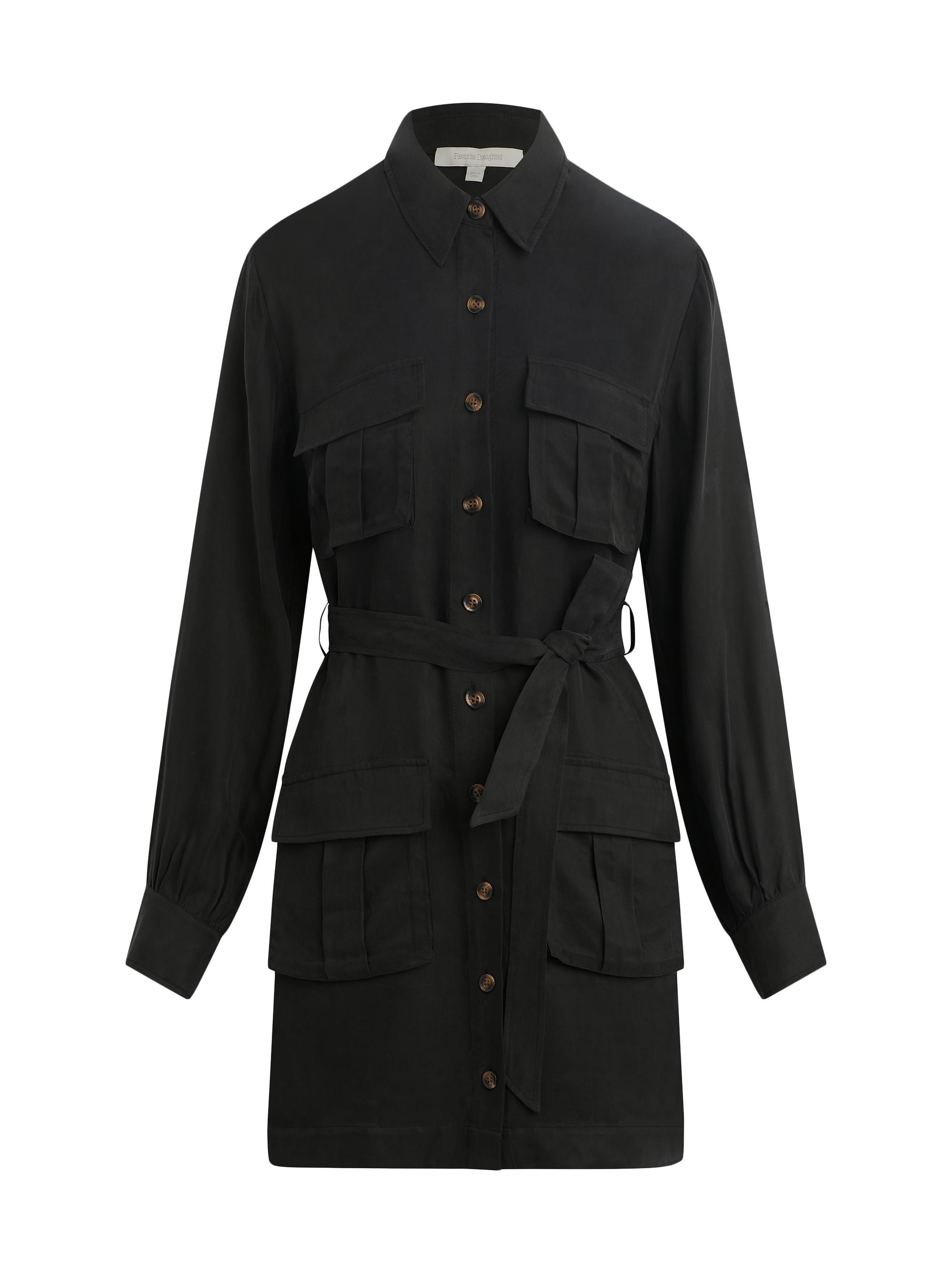 Favorite Daughter Women's The Utility Glamour Belted Mini Shirtdress - Black