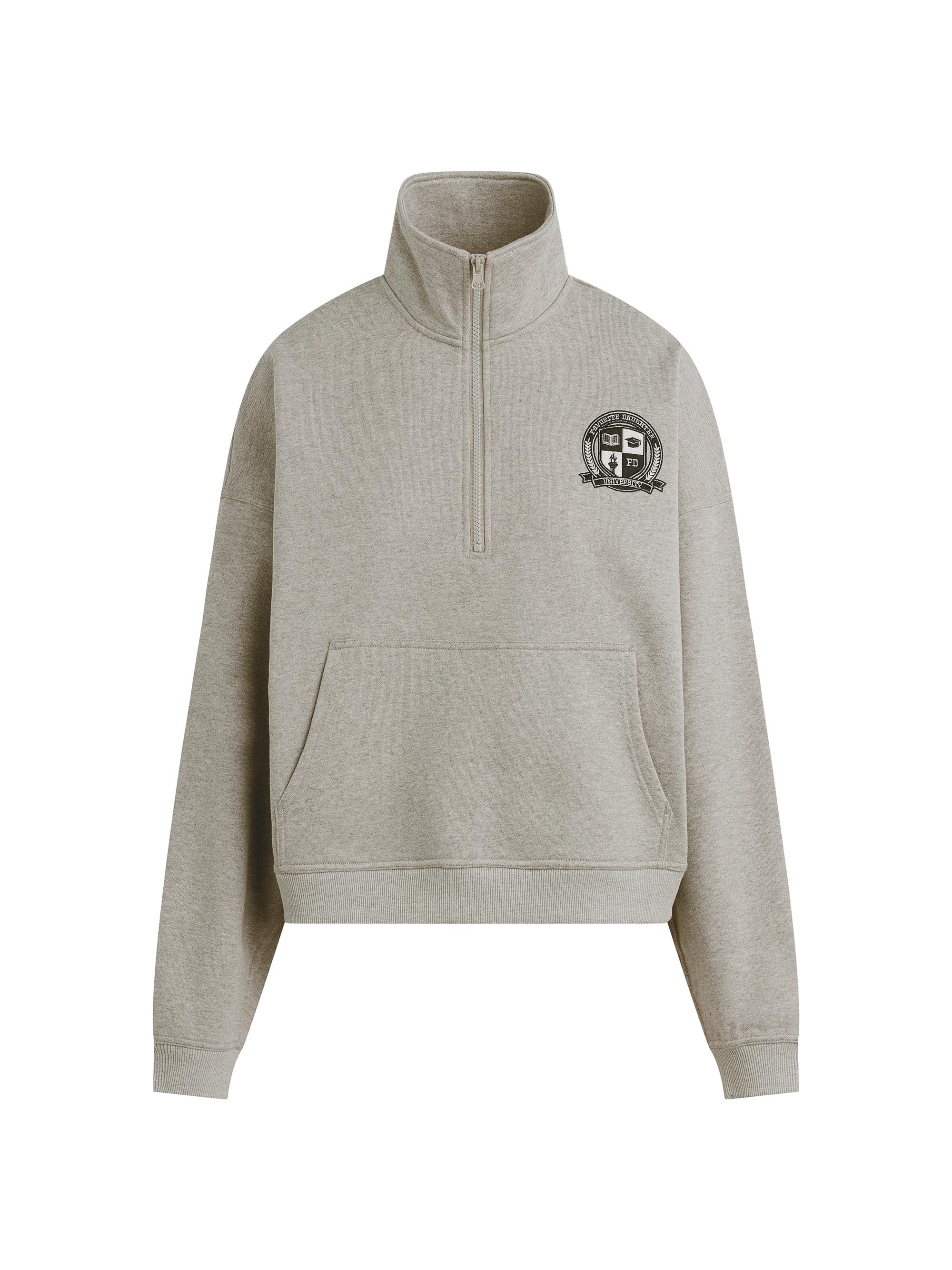 Favorite Daughter Women's The Coaches Cotton-Blend Half-Zip Sweater - Heather Grey