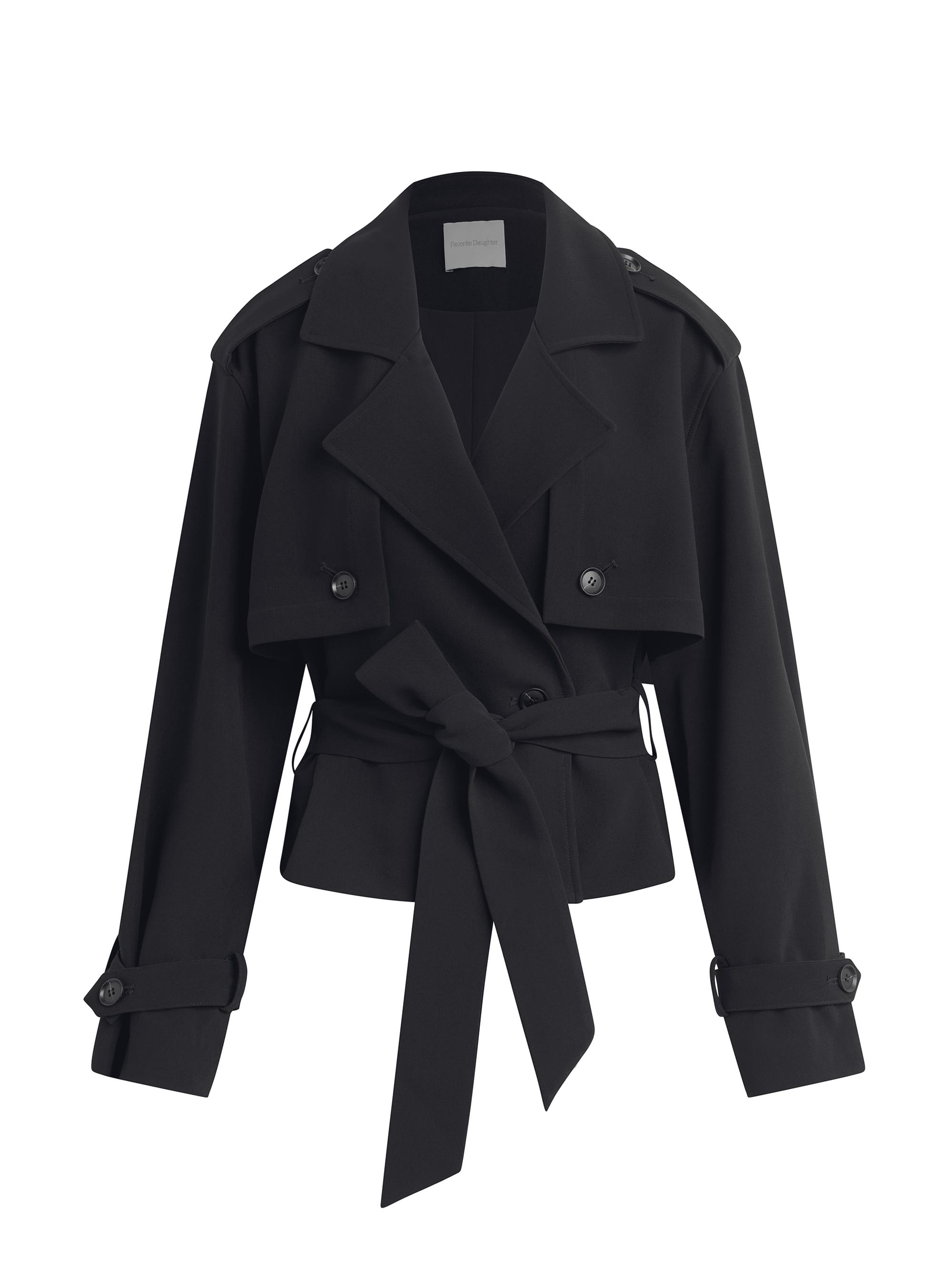 Favorite Daughter Women's The Cropped Charles Trench Jacket - Black