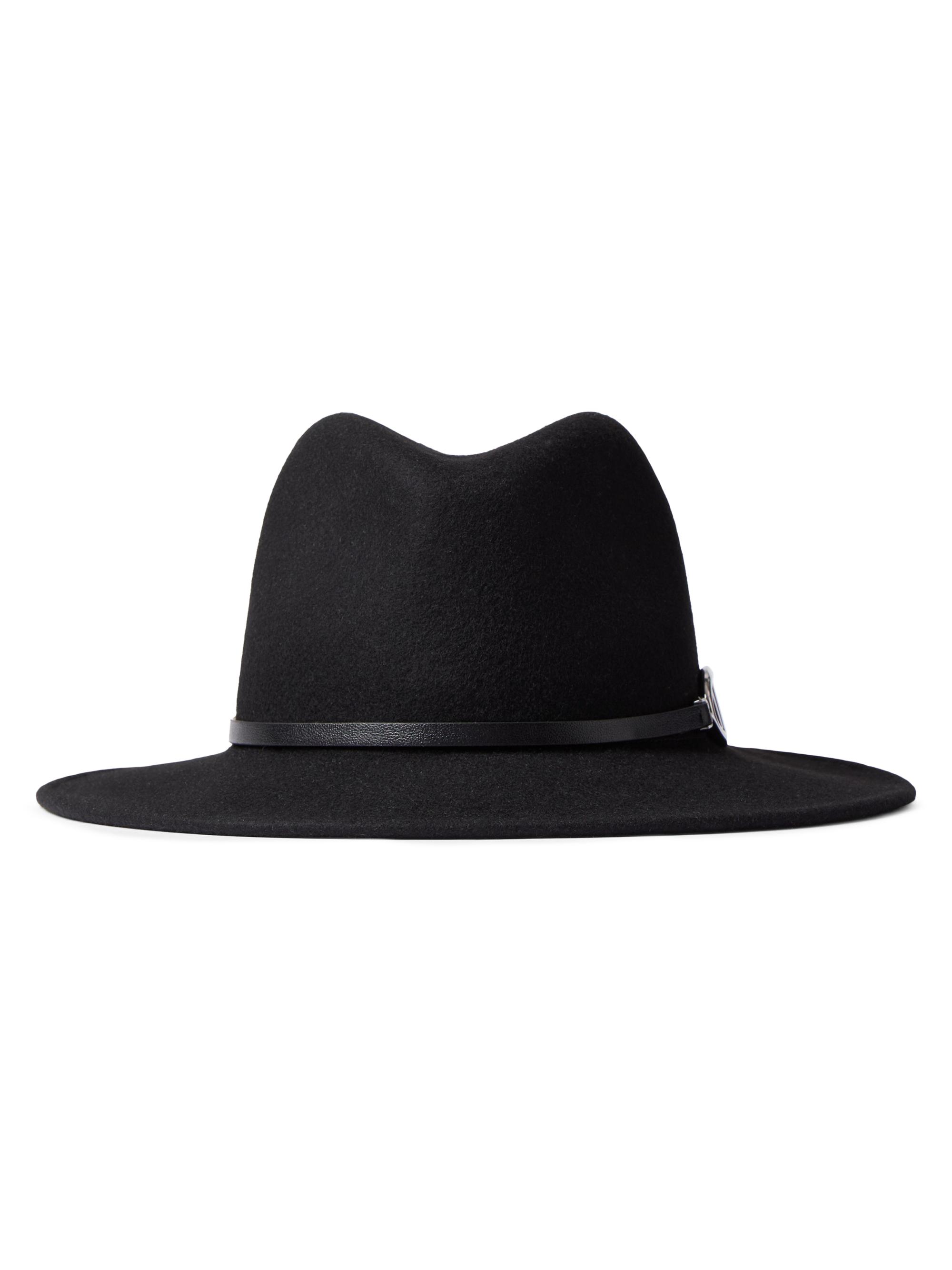 Valentino Garavani Women's Vlogo the Bold Edition Merino Wool and Leather Fedora Hat - Black
