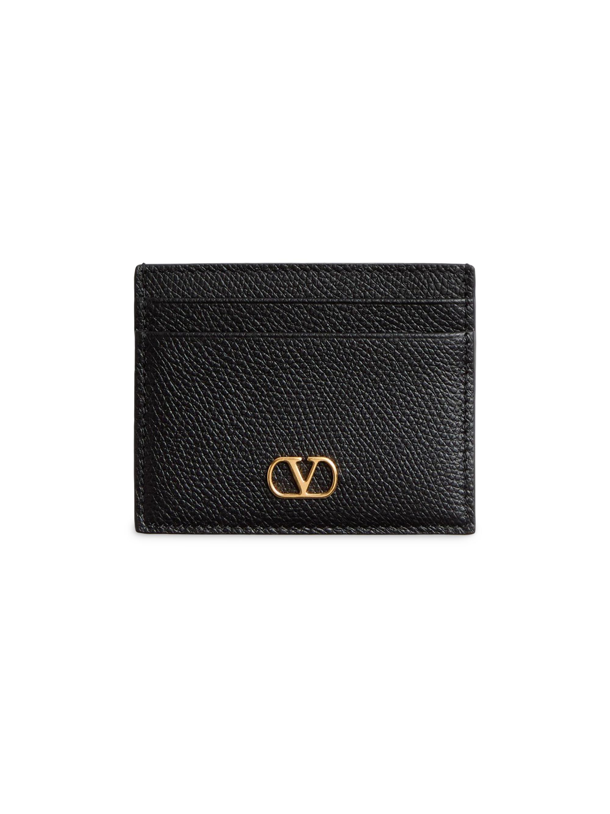 Valentino Garavani Women's VLogo Signature Grainy Calfskin Card Holder - Black