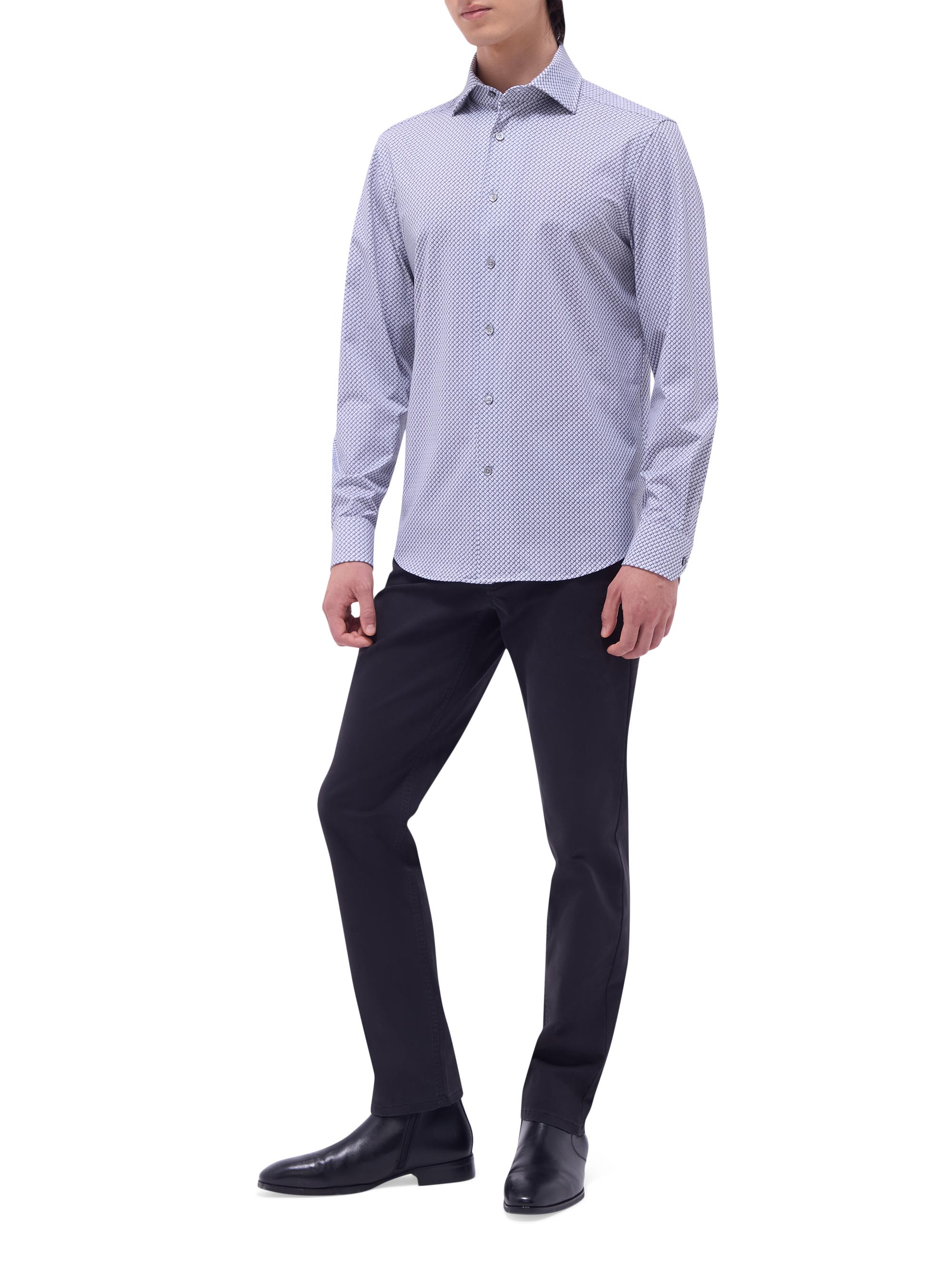 Bugatchi Men's Devon Printed Stretch Cotton Shirt - Platinum