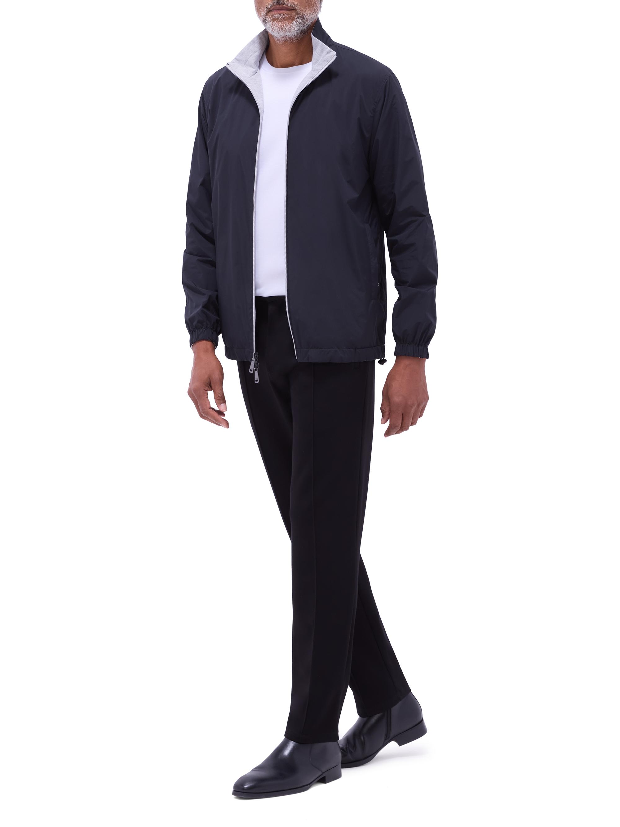 Bugatchi Men's Reversible Stand Collar Zip-Front Jacket - Black