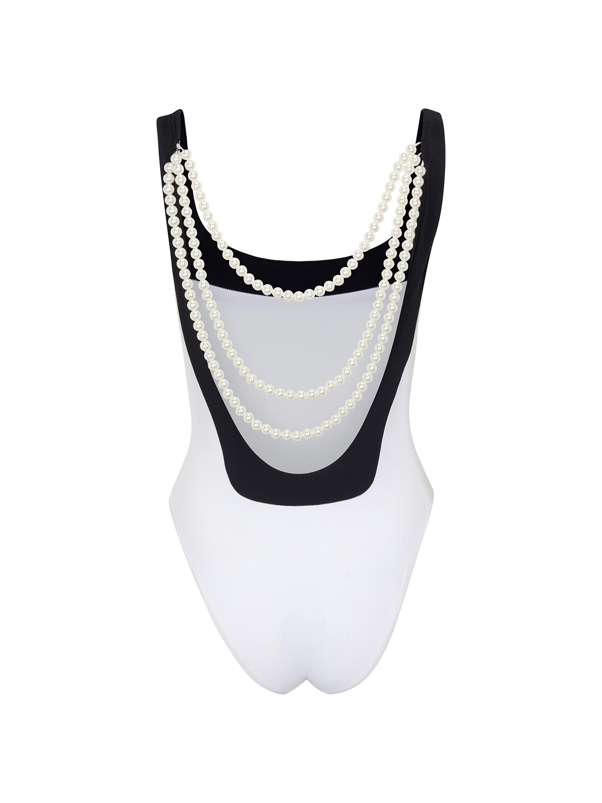 Tabacaru Swim Women's Cecil with Pearls One Piece Swimsuits - White