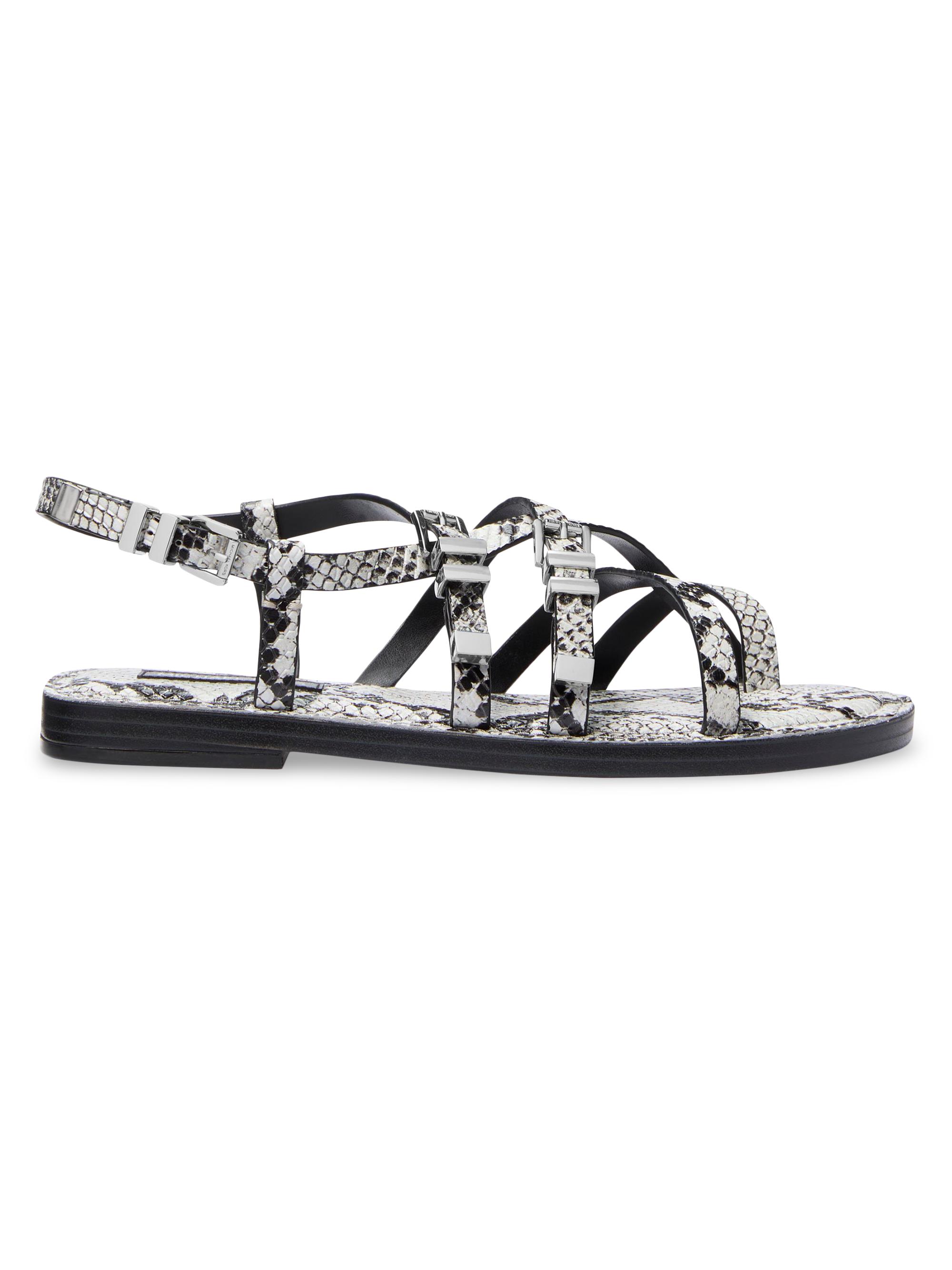 MICHAEL Michael Kors Women's Darrington Snake-Embossed Leather Sandals - Aluminum