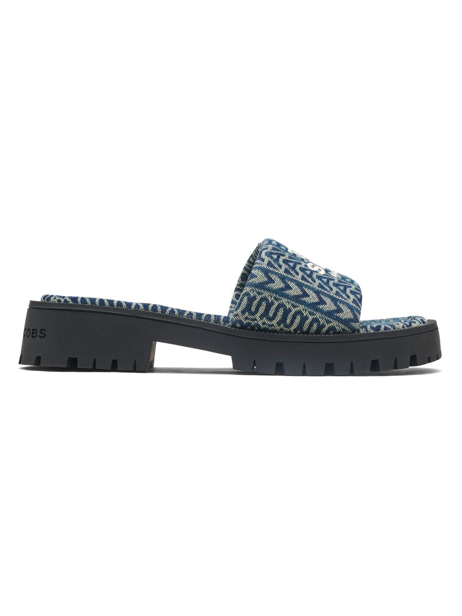 Marc Jacobs Women's The Slide Denim Monogram Sandals In Blue