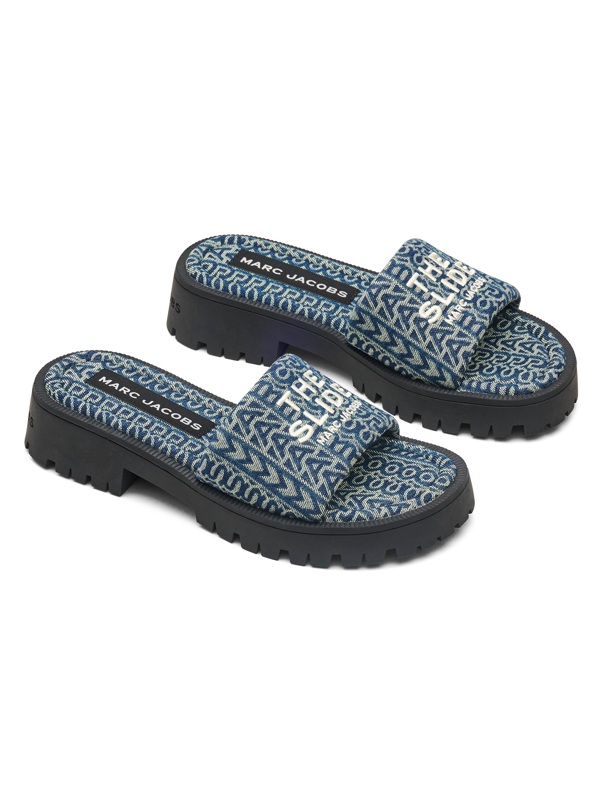 Marc Jacobs The Slide Denim Monogram Sandals | Saks Fifth Avenue