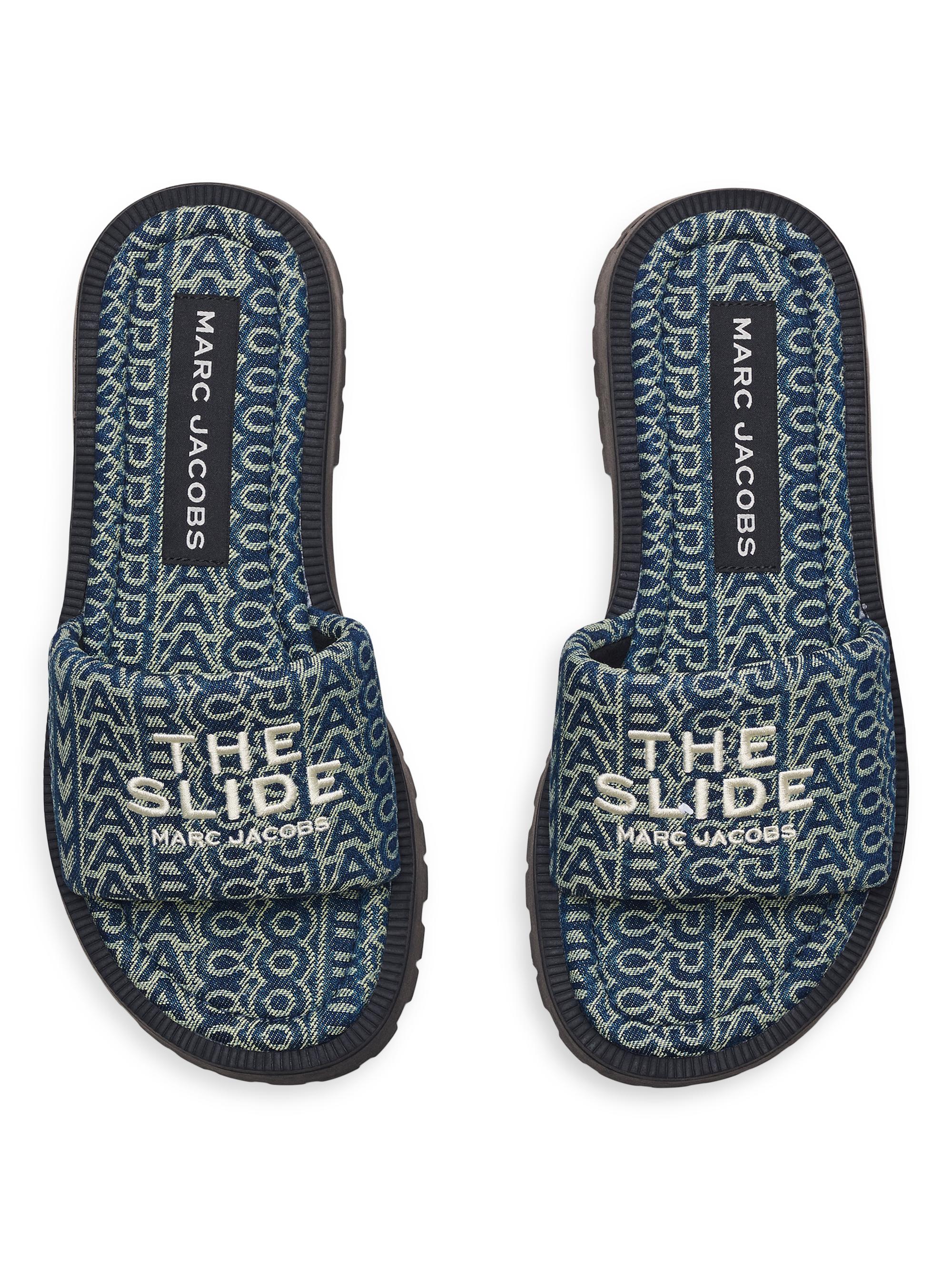Marc Jacobs The Slide Denim Monogram Sandals | Saks Fifth Avenue