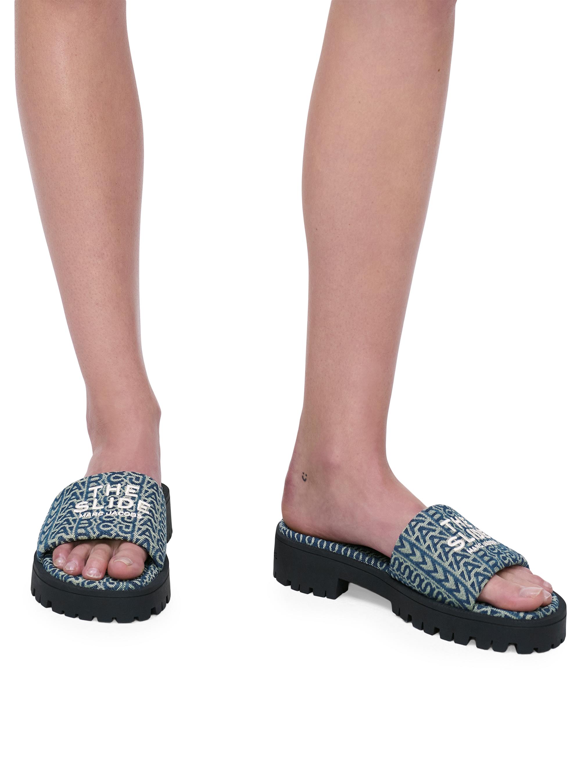 Marc Jacobs The Slide Denim Monogram Sandals | Saks Fifth Avenue
