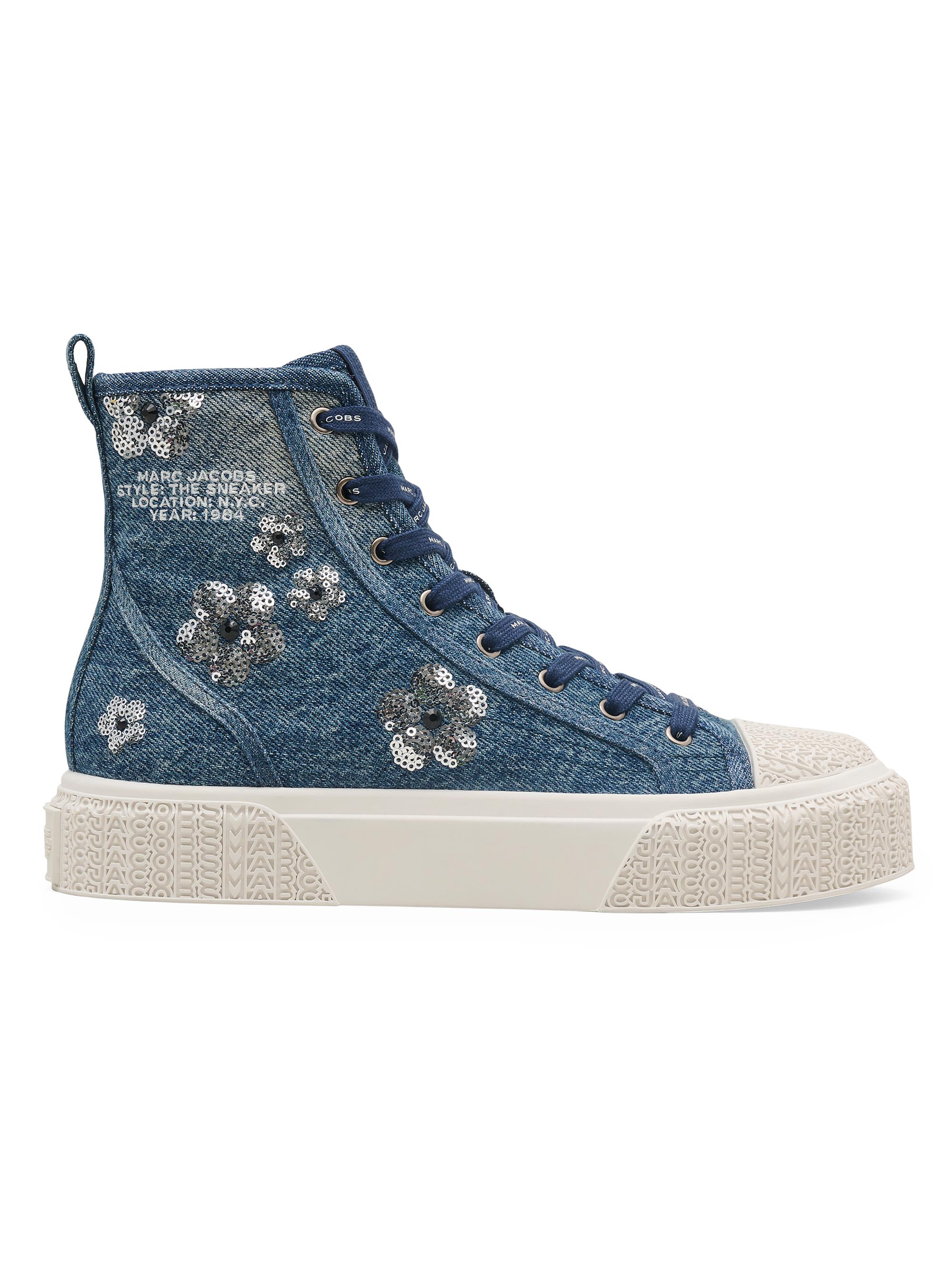 Marc Jacobs Women's Sequined Denim High Top Sneakers - Vintage Indigo