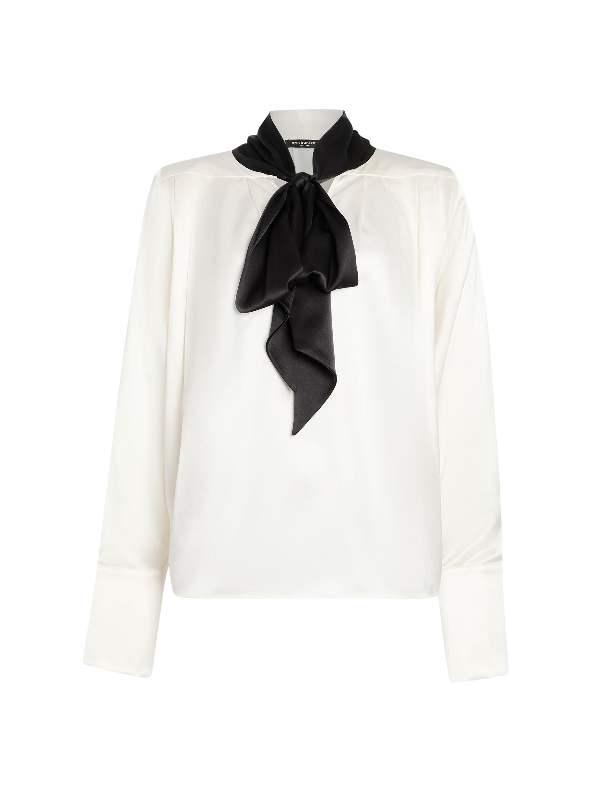 Retrofête Women's Camari Satin Shirt - Black White