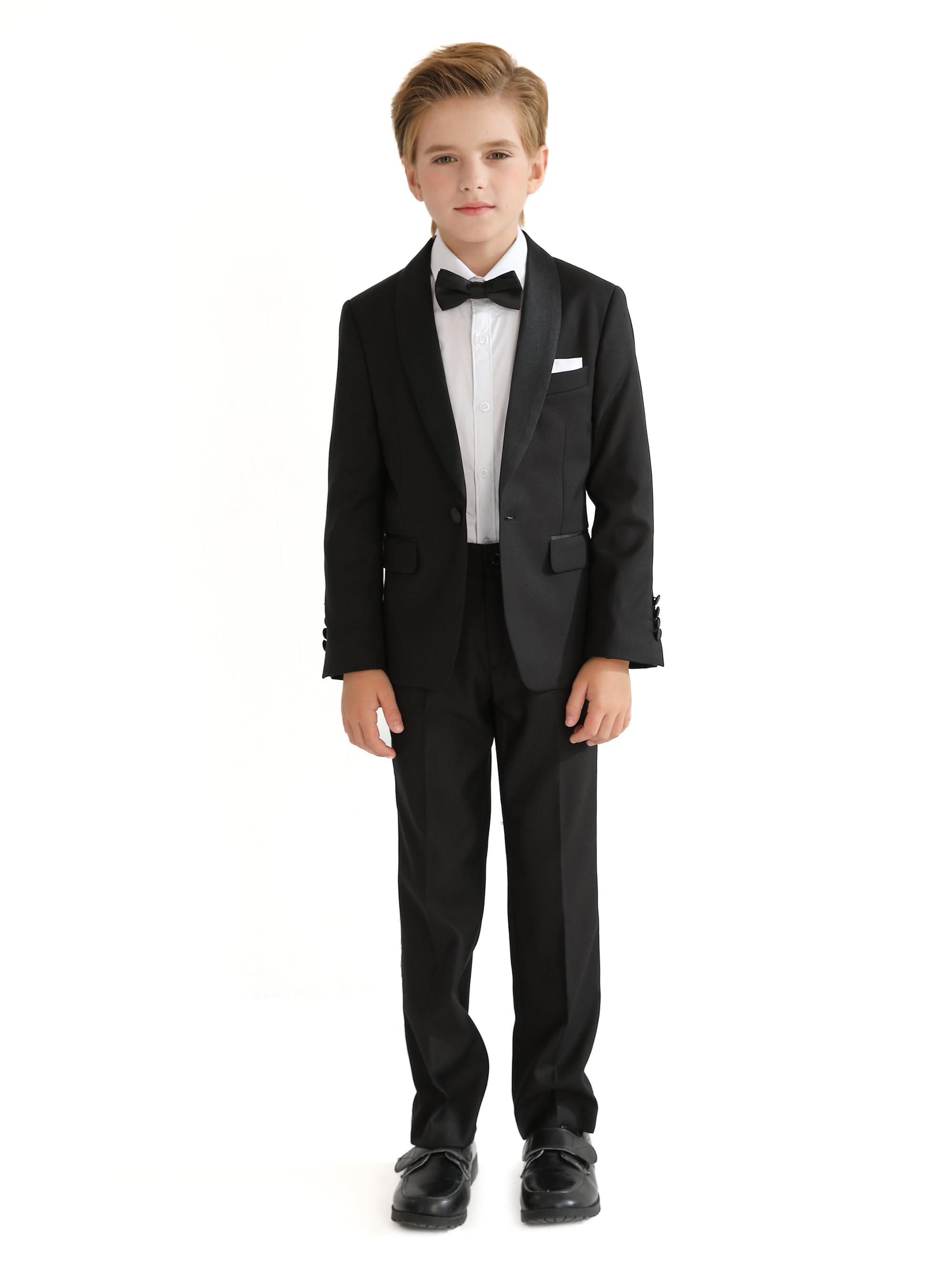 Moustache Baby Boy's, Little Boys & Boy's Shawl Lapel Wool Suit - Black