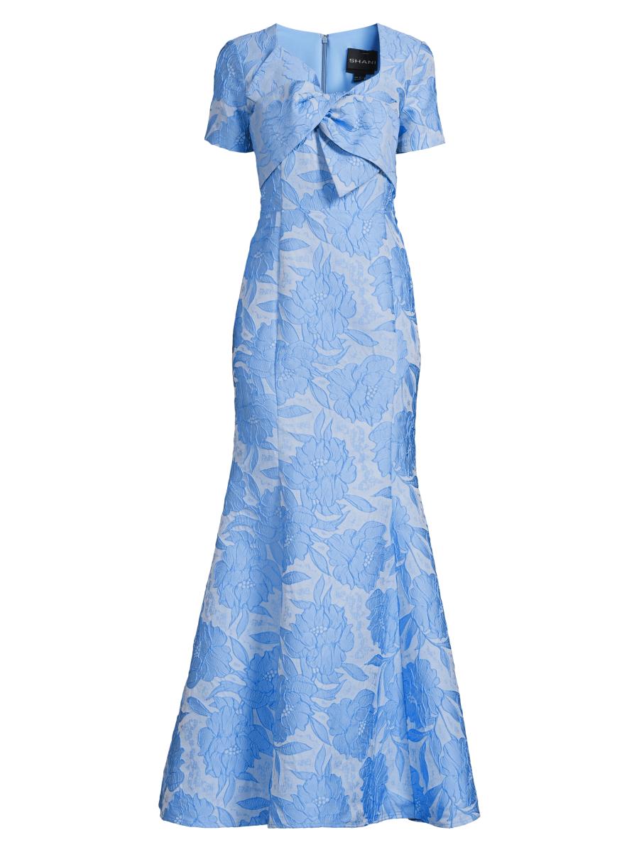 Shani Women's Jacquard Bow Gown In Blue