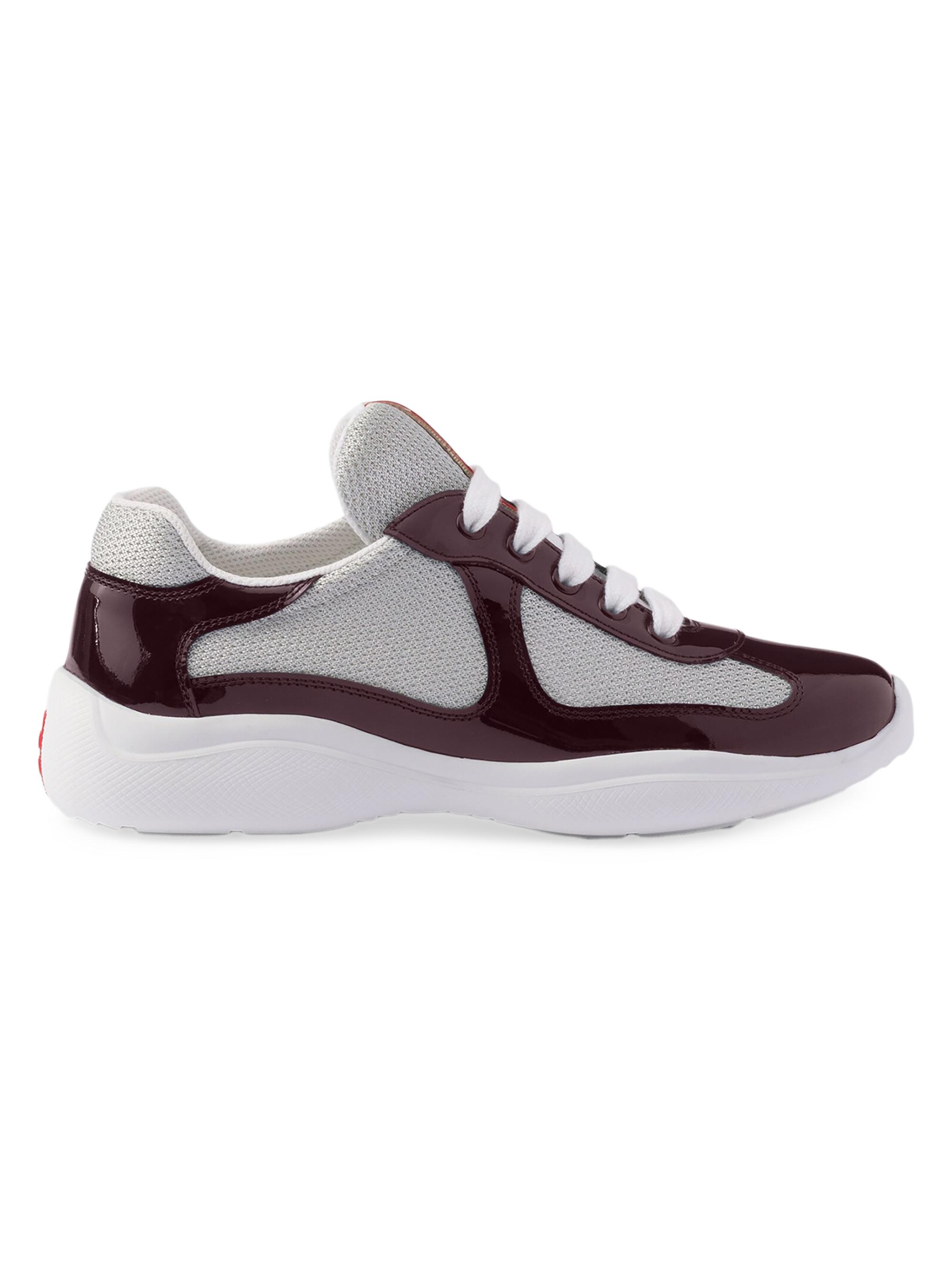Prada Women's America's Cup Biker Fabric Sneakers - Dark Red
