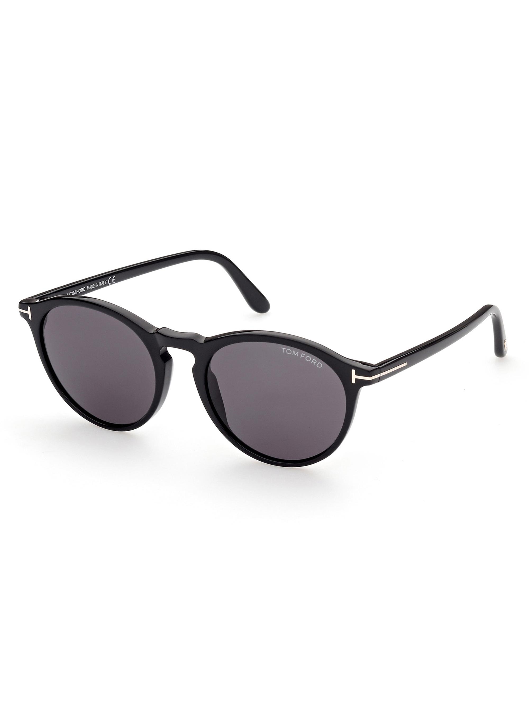 TOM FORD Men's Aurele 52MM Round Sunglasses - Shiny Black