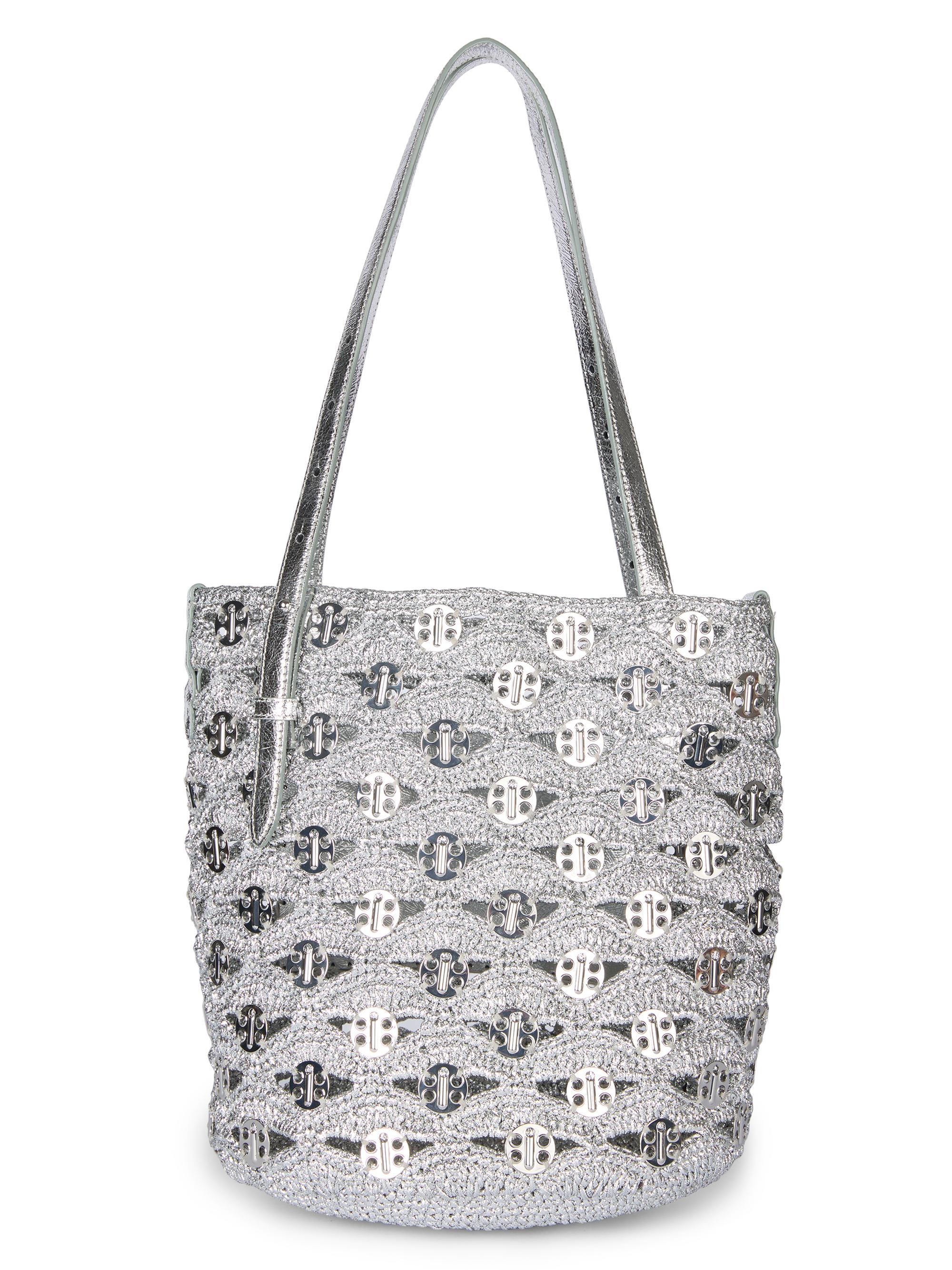 Rabanne Women's Metallic Raffia & Leather Bucket Bag - Silver