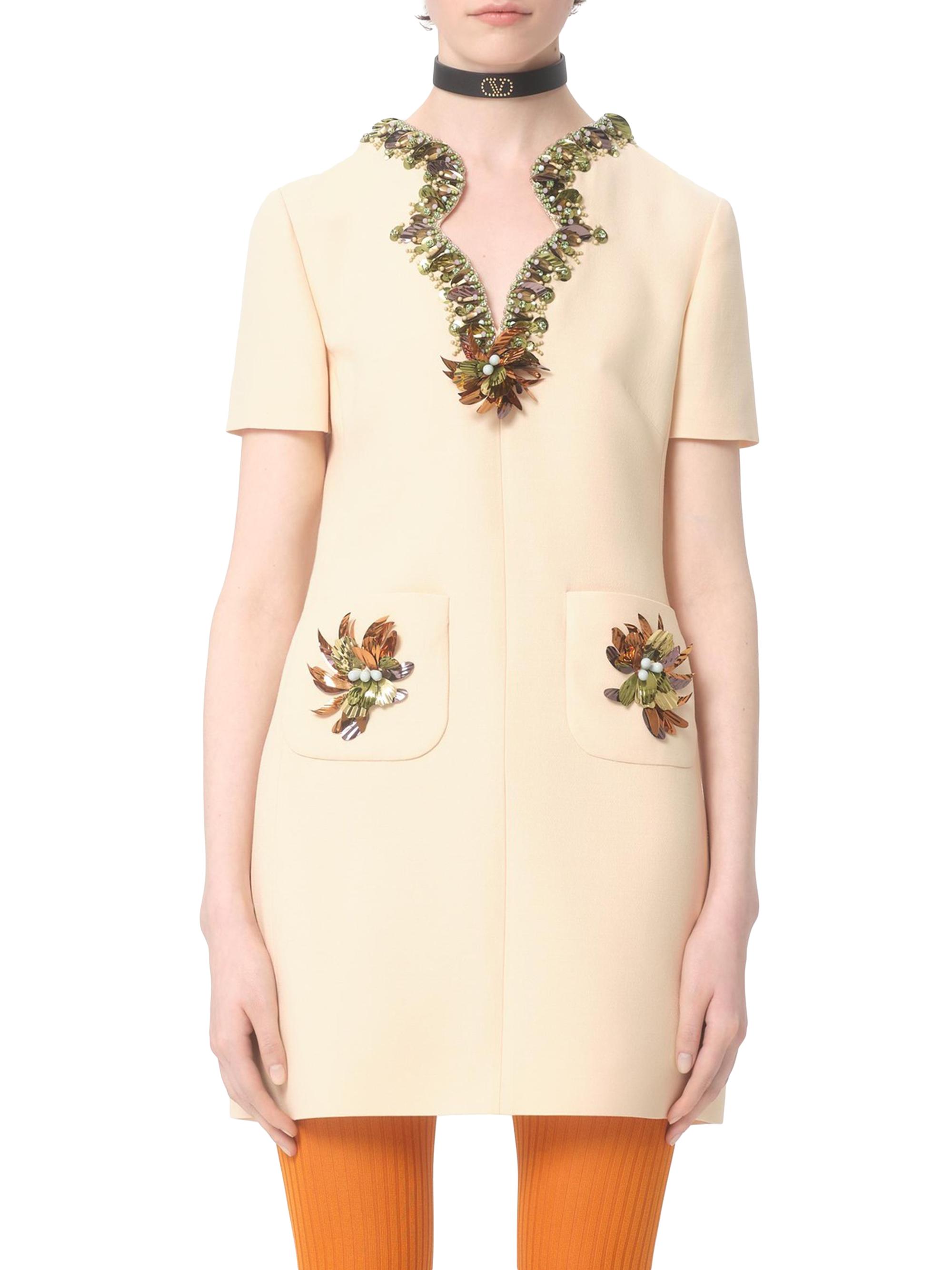 Valentino Garavani Embroidered Crepe Couture Short Dress