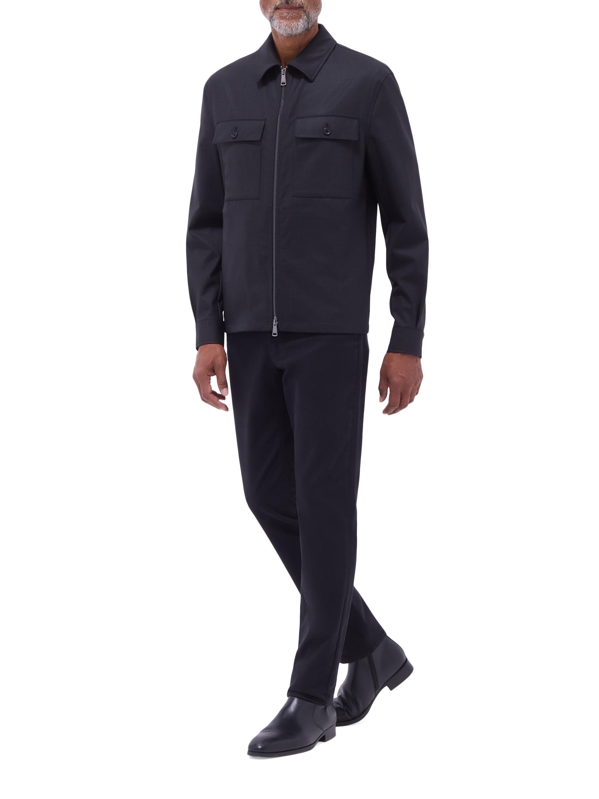 Bugatchi Men's Stretch Wool Shirt Jacket - Black