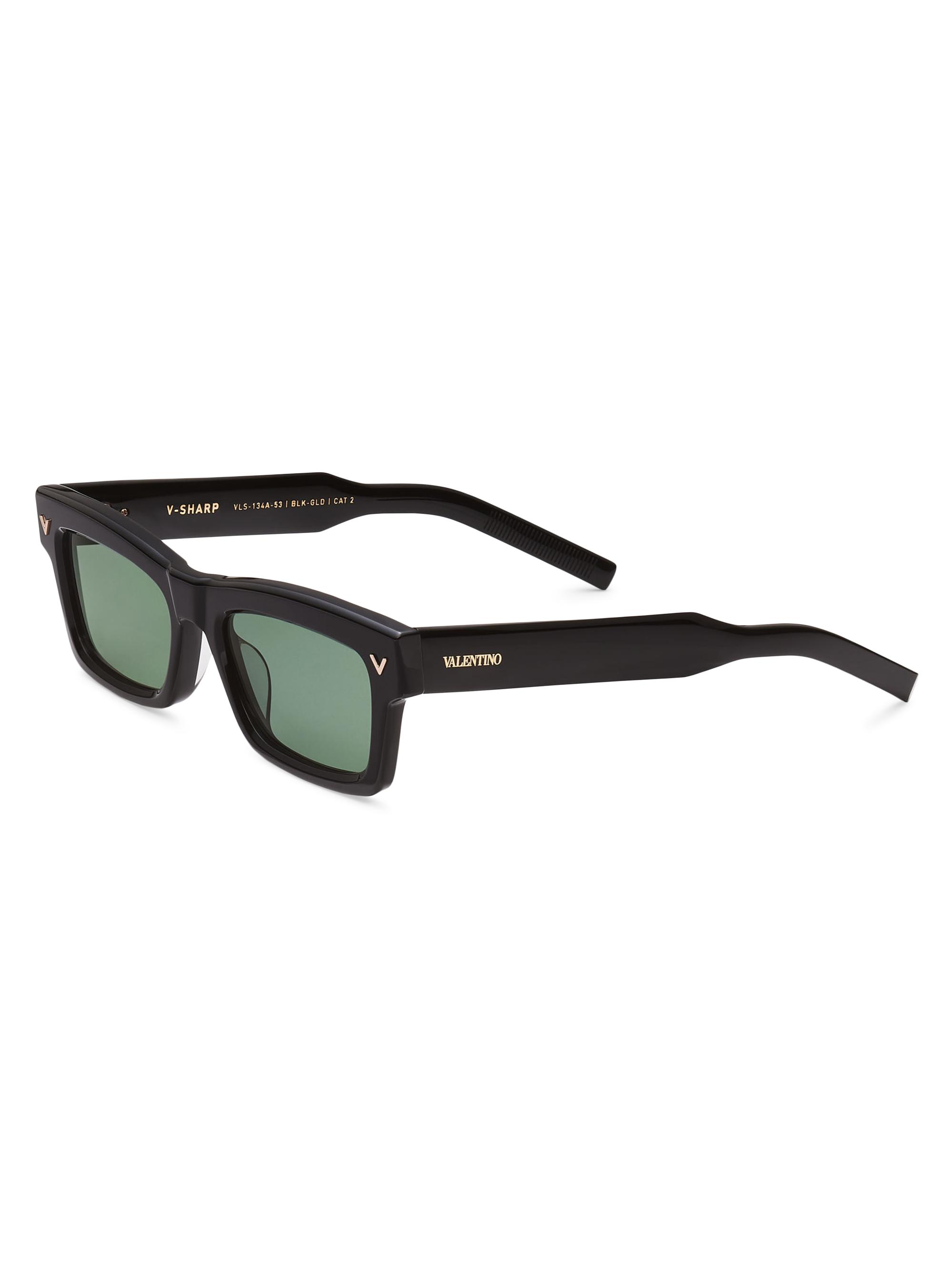Valentino Women's V-Sharp Rectangular Sunglasses - Black Gold Green
