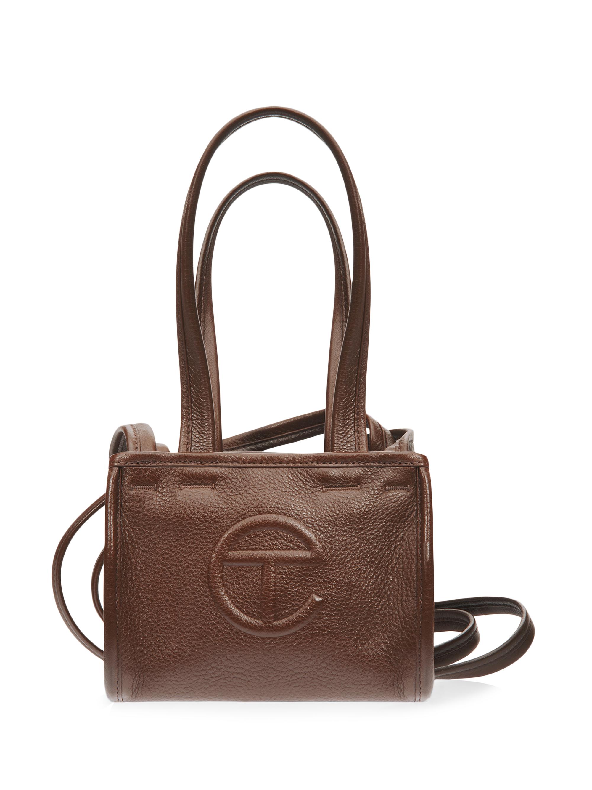 TELFAR Men's  Pebble Leather Carry Bag - Chocolate
