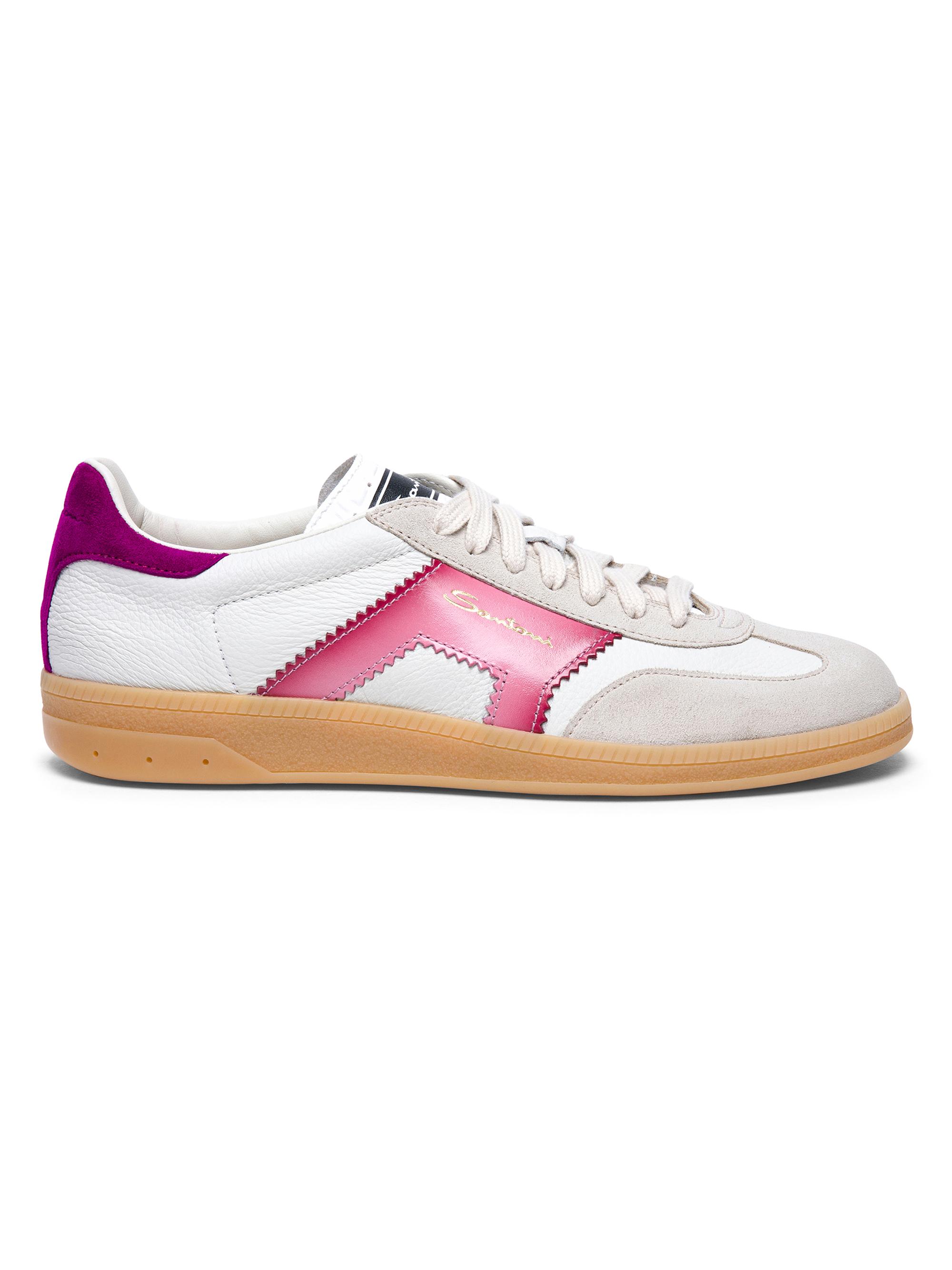 Santoni Women's Leather Low-Top Sneakers - White Pink