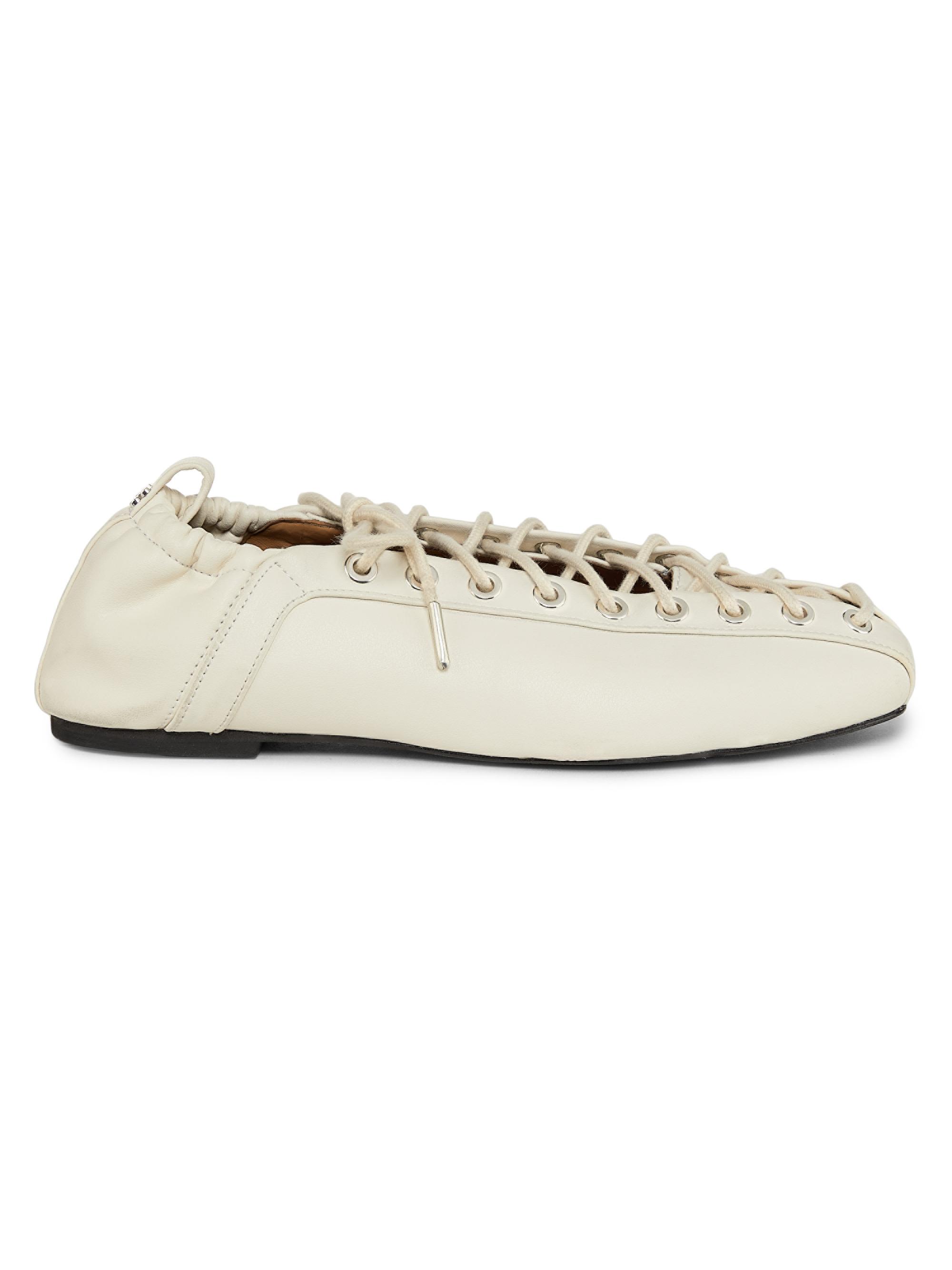 靴 ganni Eyelets Lace Up Ballerina 2025ss Ganni Eyelets Lace-Up Ballet Flats | Saks Fifth Avenue