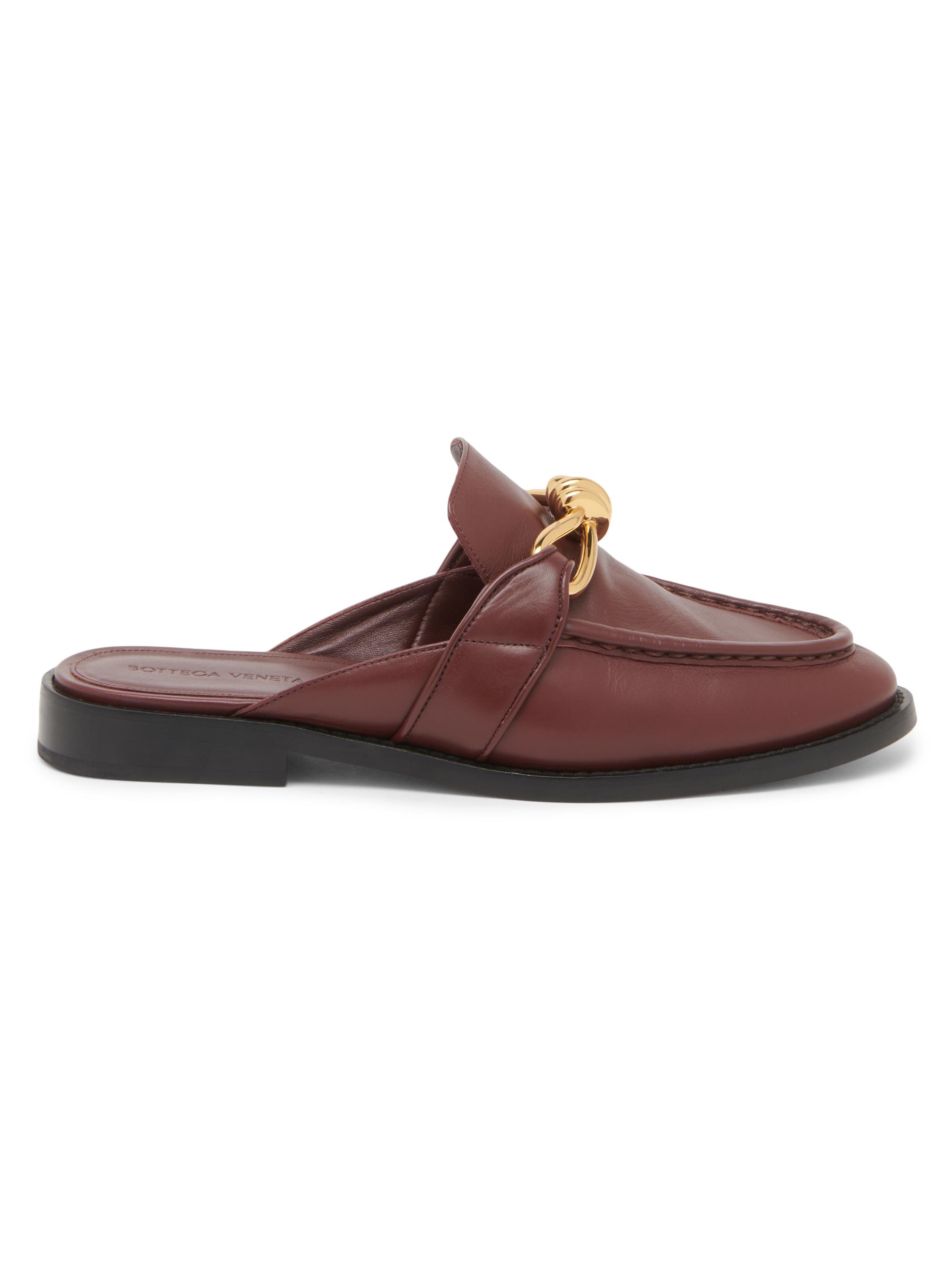 Bottega Veneta Women's Astaire Knot-Accented Leather Mules - Pinecone