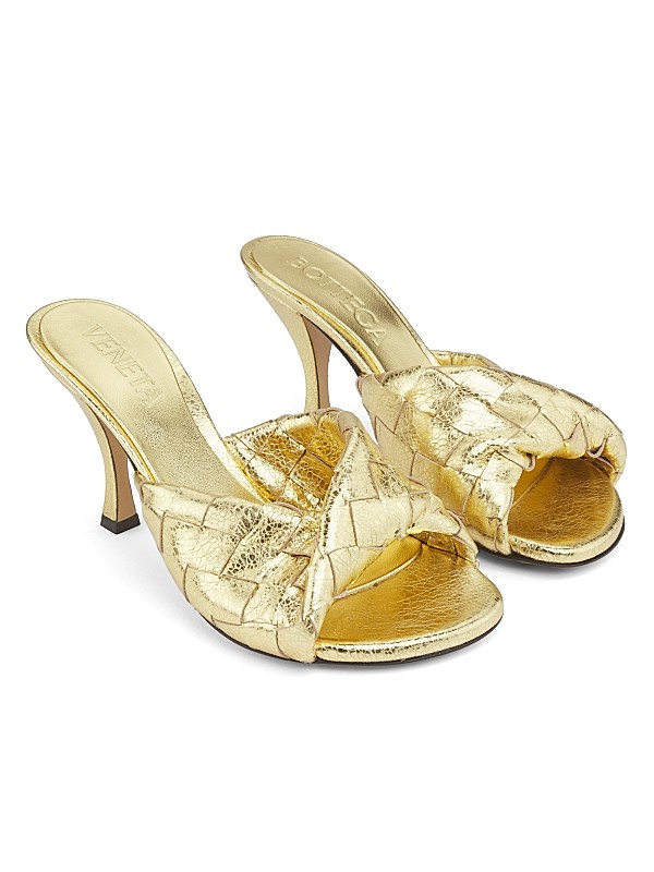 Shop Bottega Veneta Blink 80MM Metallic Intrecciato Leather Shop Bottega Veneta Blink 80MM Metallic Intrecciato Leather