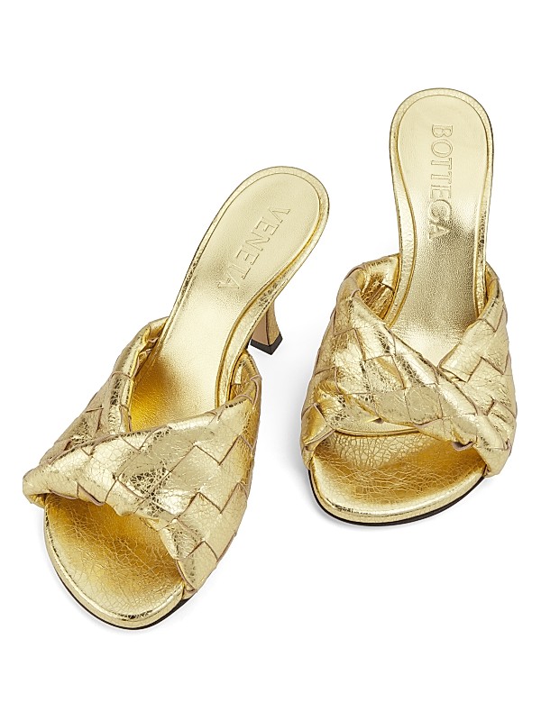 Shop Bottega Veneta Blink 80MM Metallic Intrecciato Leather Shop Bottega Veneta Blink 80MM Metallic Intrecciato Leather