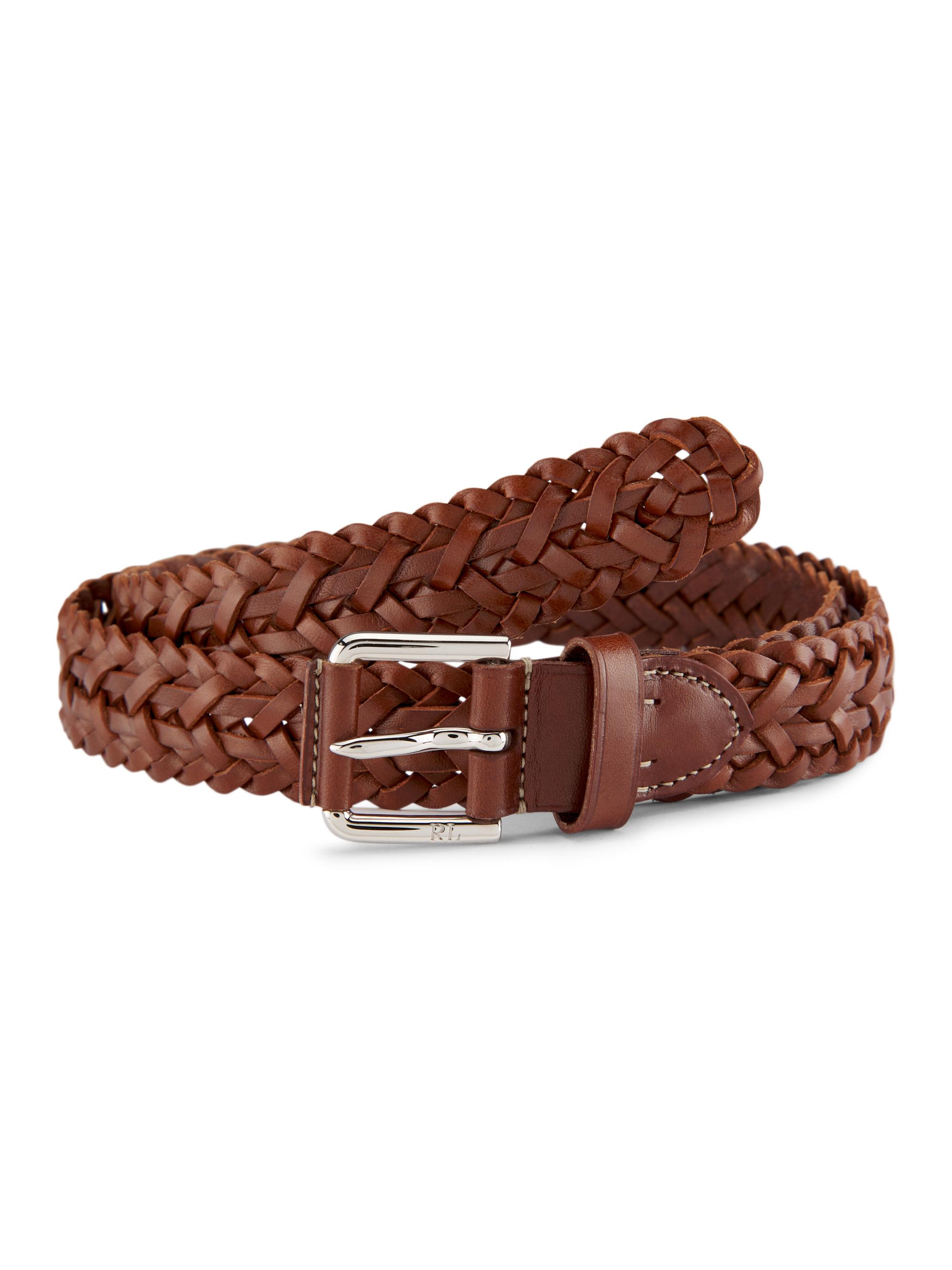 Polo Ralph Lauren Men's Braided Leather 25MM Belt - Brown