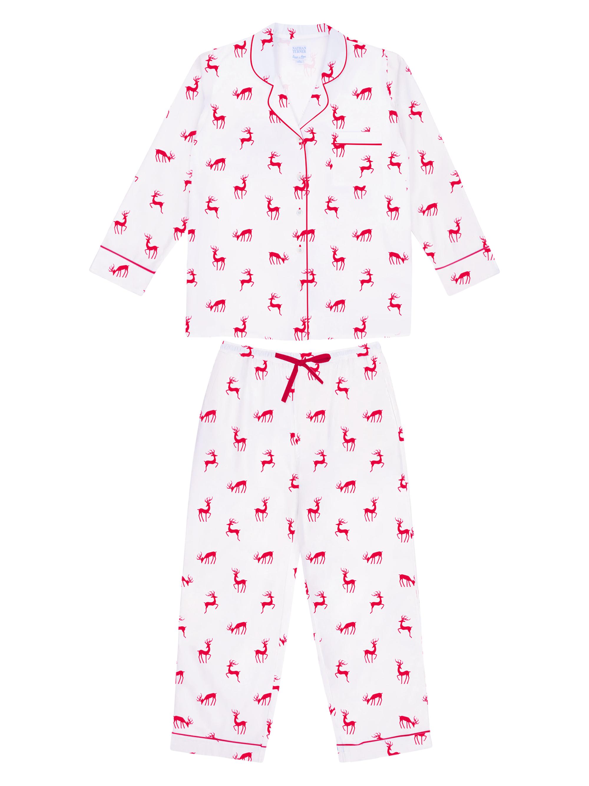 Sant and Abel Women's Reindeer Long Pajama Set - Red