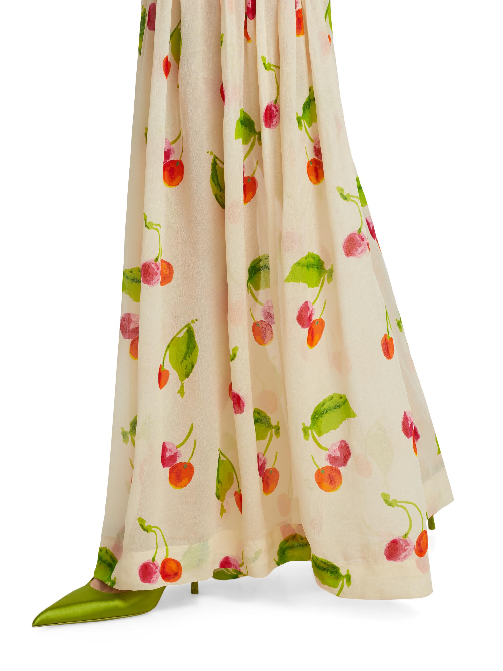 knee length dresses for ladies Black Cherry Print Sweetheart Neckline Maxi Dress