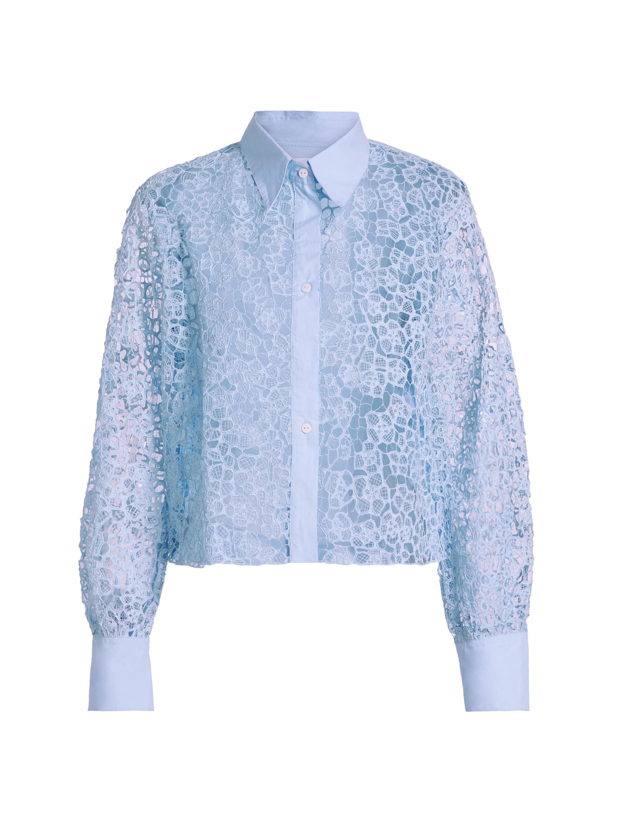 SWF Women's This Time Flat Collar Lace Shirt - Sky Blue
