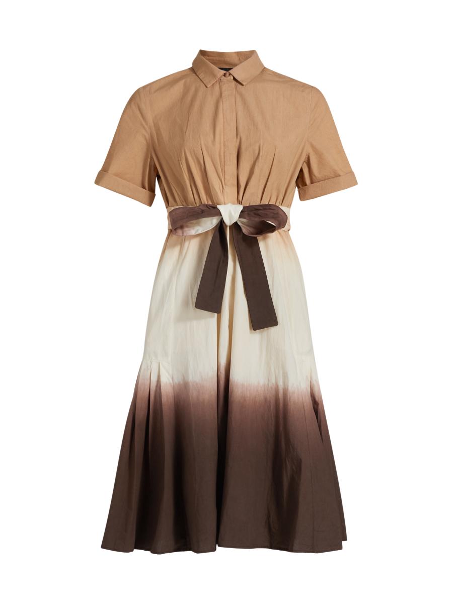 Kobi Halperin Jana Dip Dye Cotton Tie-Waist Midi Shirtdress | Saks