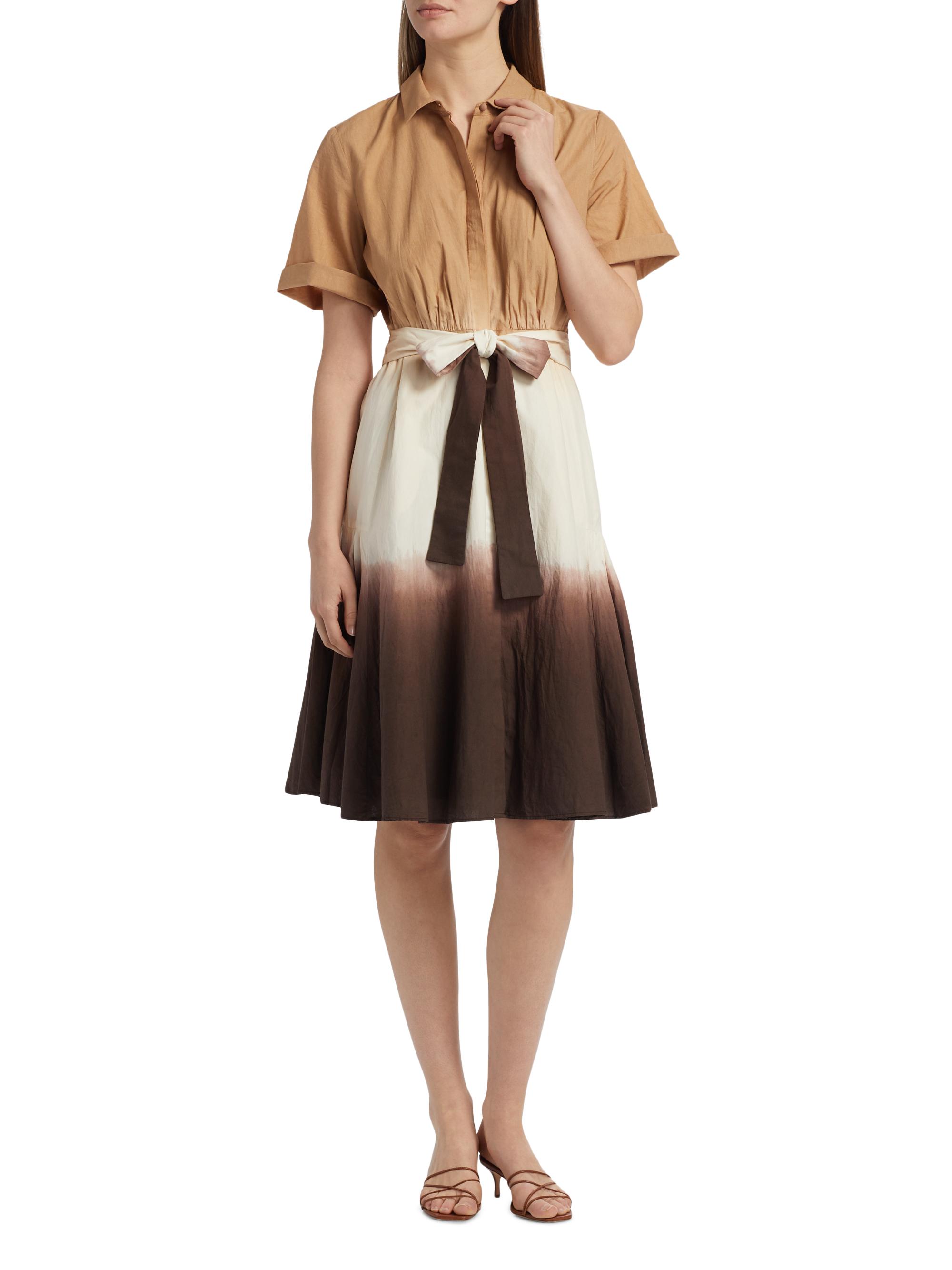Kobi Halperin Jana Dip Dye Cotton Tie-Waist Midi Shirtdress | Saks