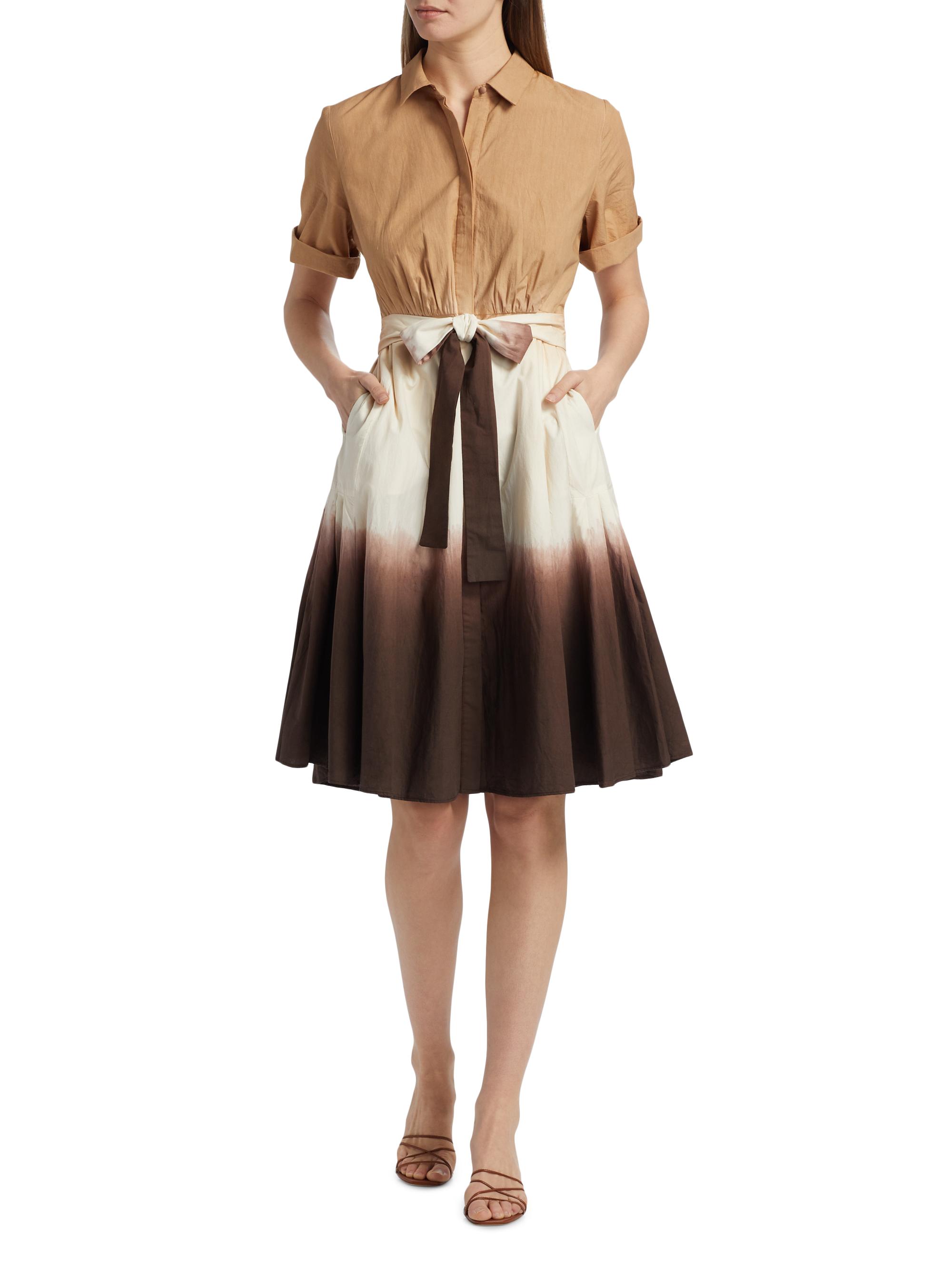Kobi Halperin Jana Dip Dye Cotton Tie-Waist Midi Shirtdress | Saks