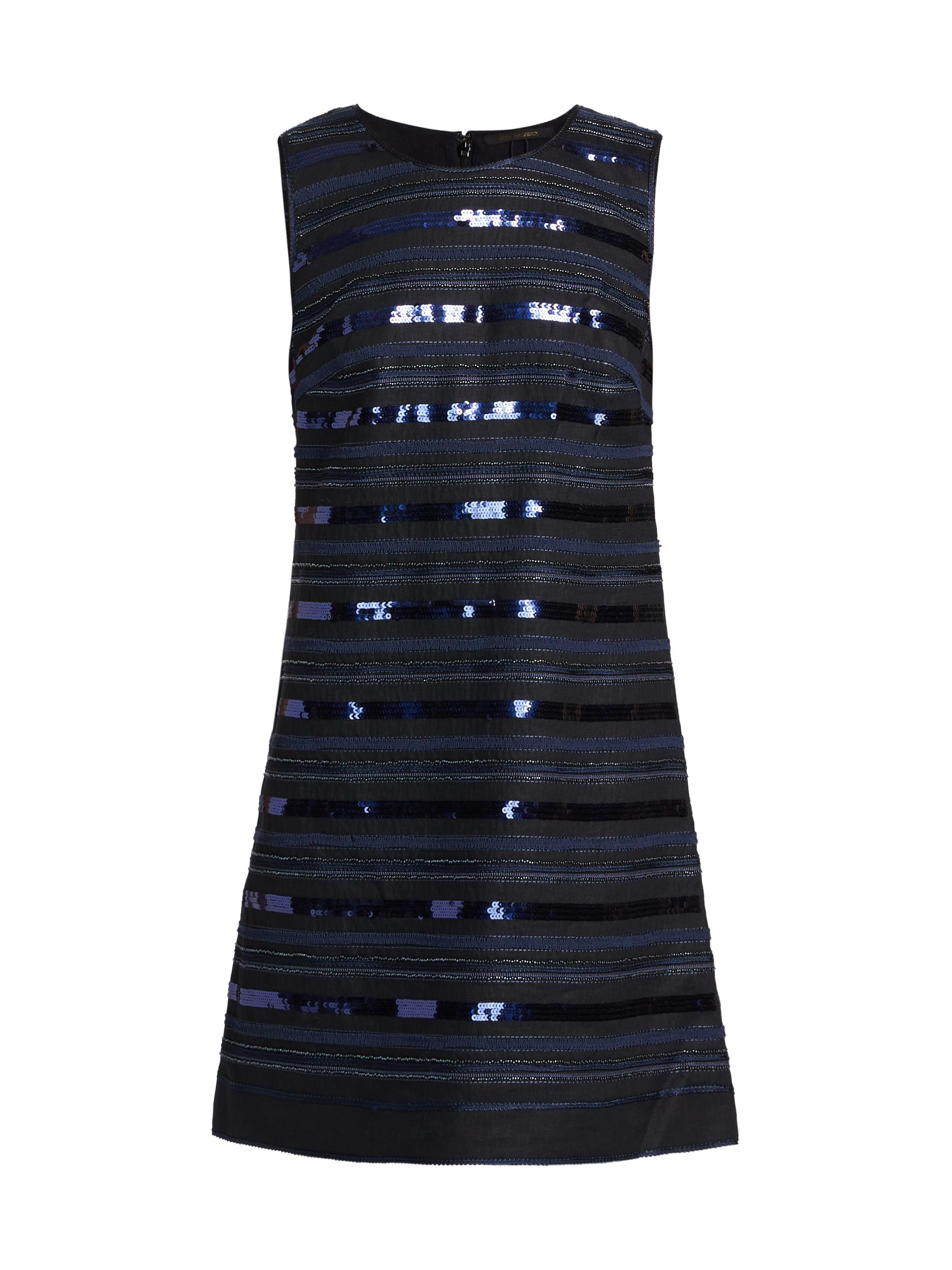 Kobi Halperin Women's Jenae Sequined Striped Linen Minidress - Navy